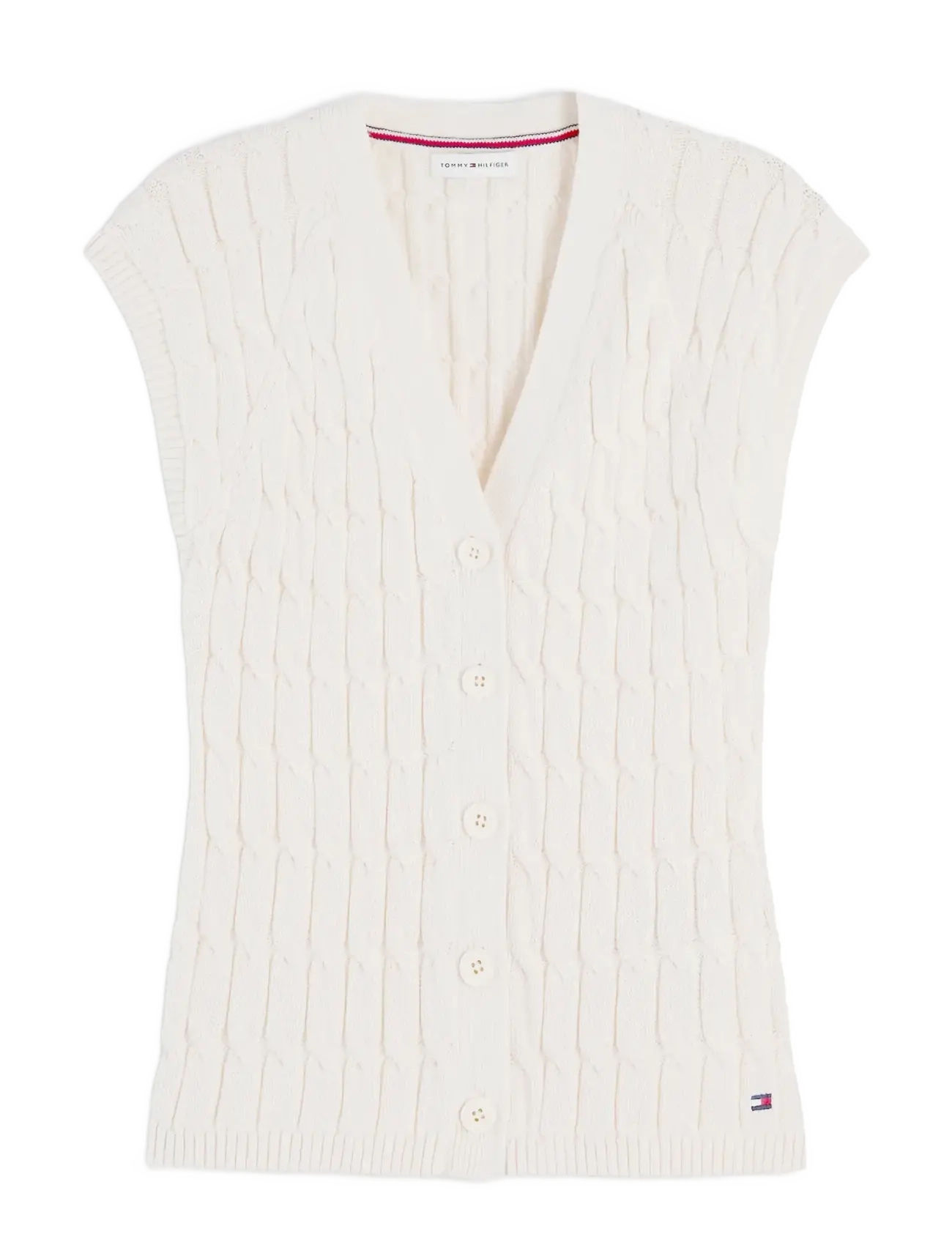 Tommy Hilfiger MID GG CABLE VEST CARDI - Kläder - IVORY PETAL / cream