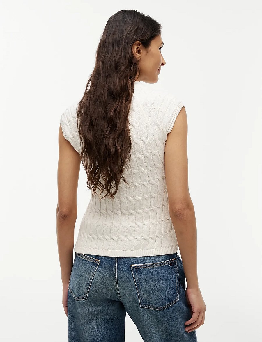 Tommy Hilfiger - MID GG CABLE VEST CARDI - kootud vestid - ivory petal - 2