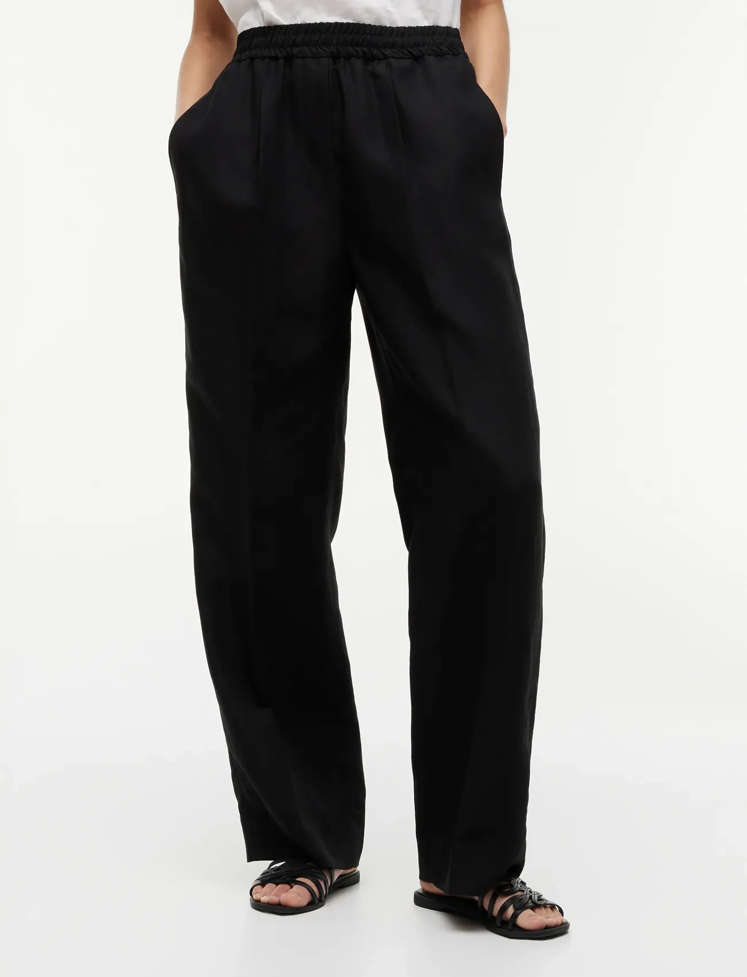 Tommy Hilfiger SUMMER LOYCELL LOOSE STR PANT - Linased püksid - BLACK / black