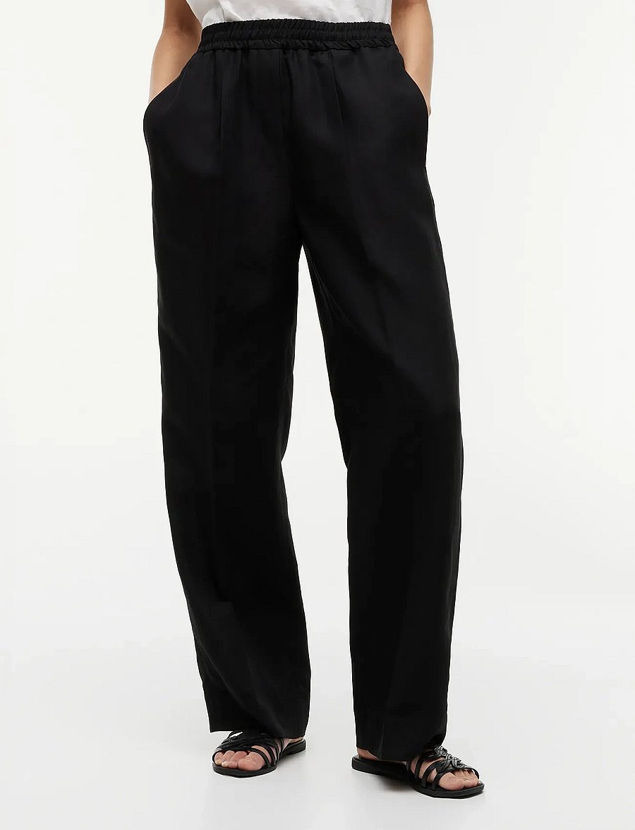 Tommy Hilfiger - SUMMER LOYCELL LOOSE STR PANT - linen trousers - black - 0