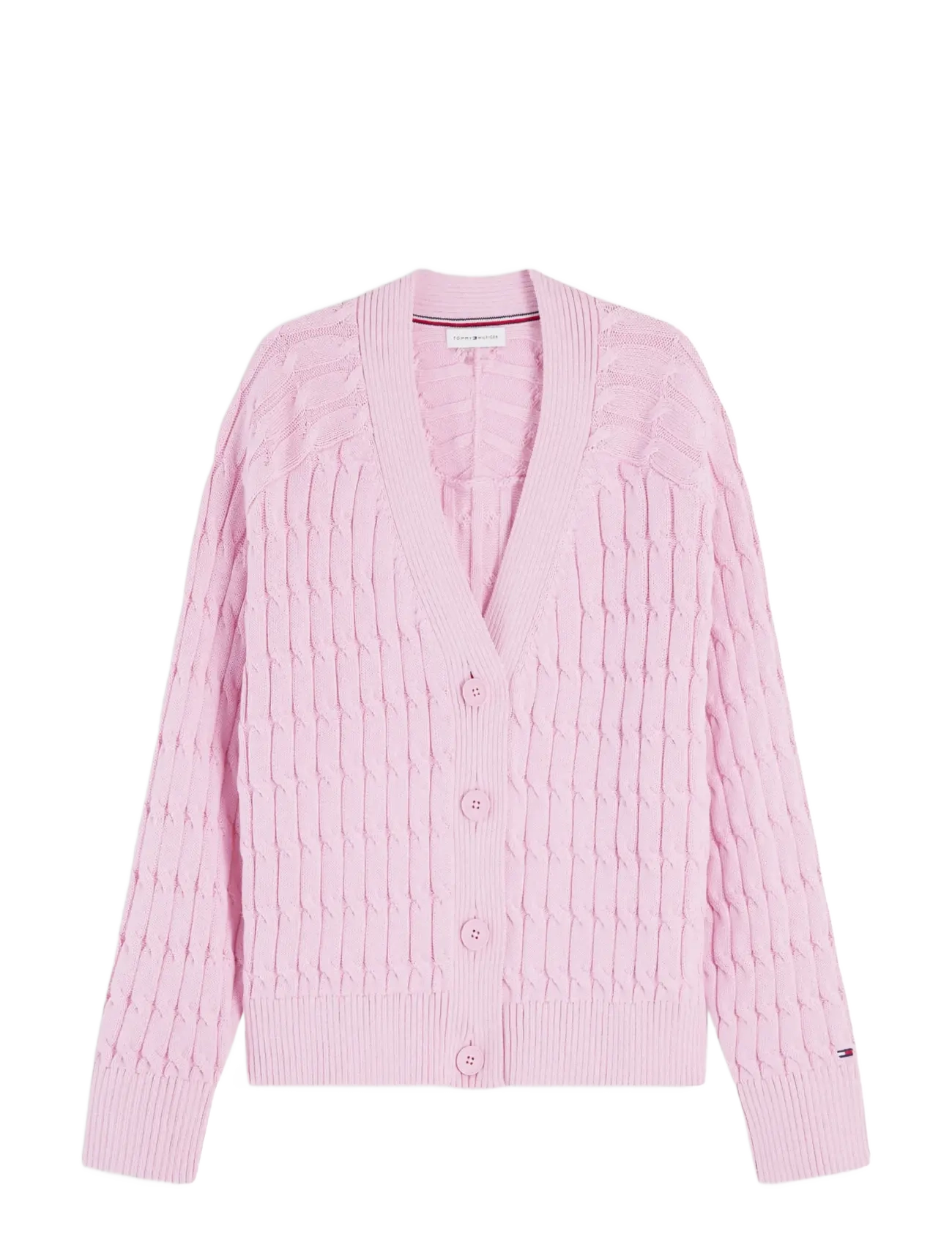 Tommy Hilfiger MID GG CABLE V-NK LS CARDI - Tøj - CLASSIC PINK / pink/rose
