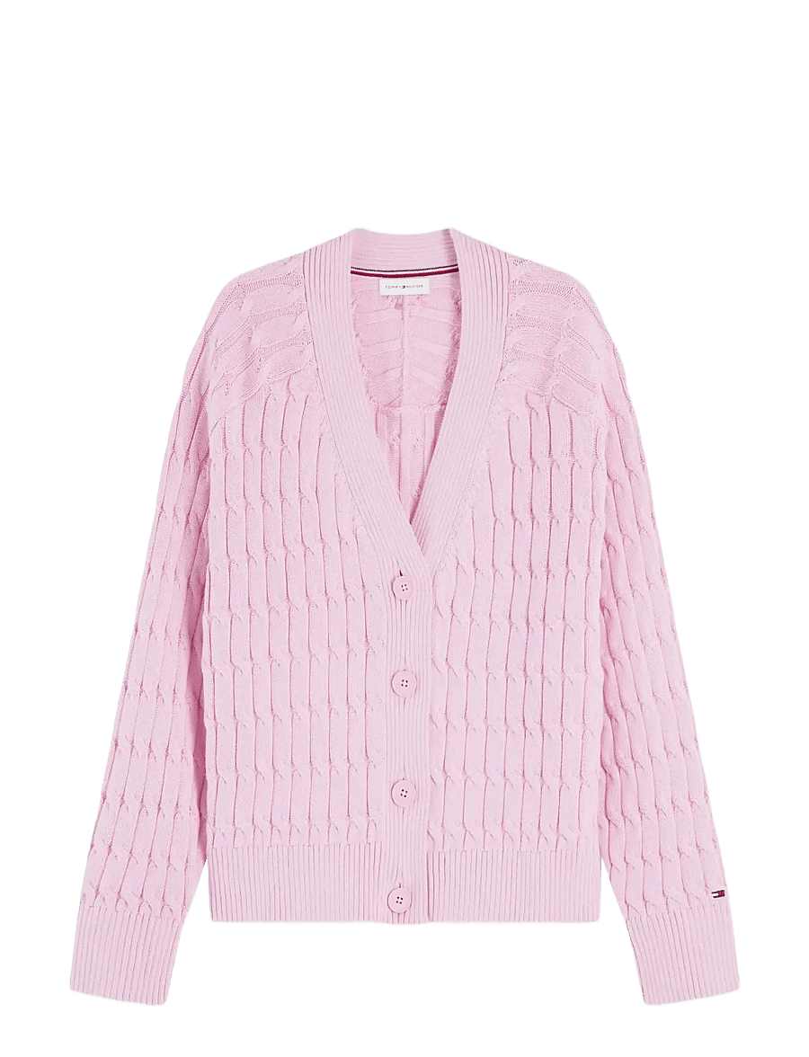 Tommy Hilfiger - MID GG CABLE V-NK LS CARDI - cardigans - classic pink - 1