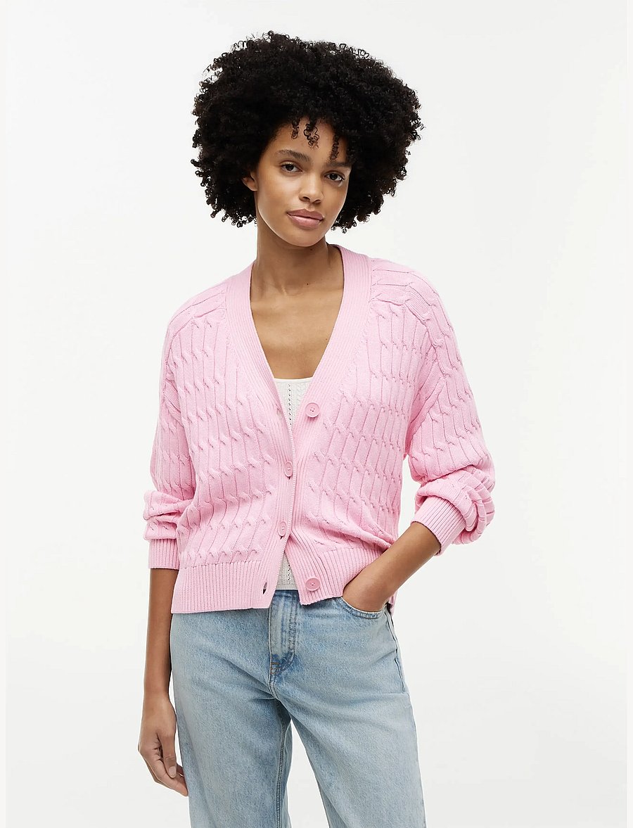 Tommy Hilfiger - MID GG CABLE V-NK LS CARDI - cardigans - classic pink - 0