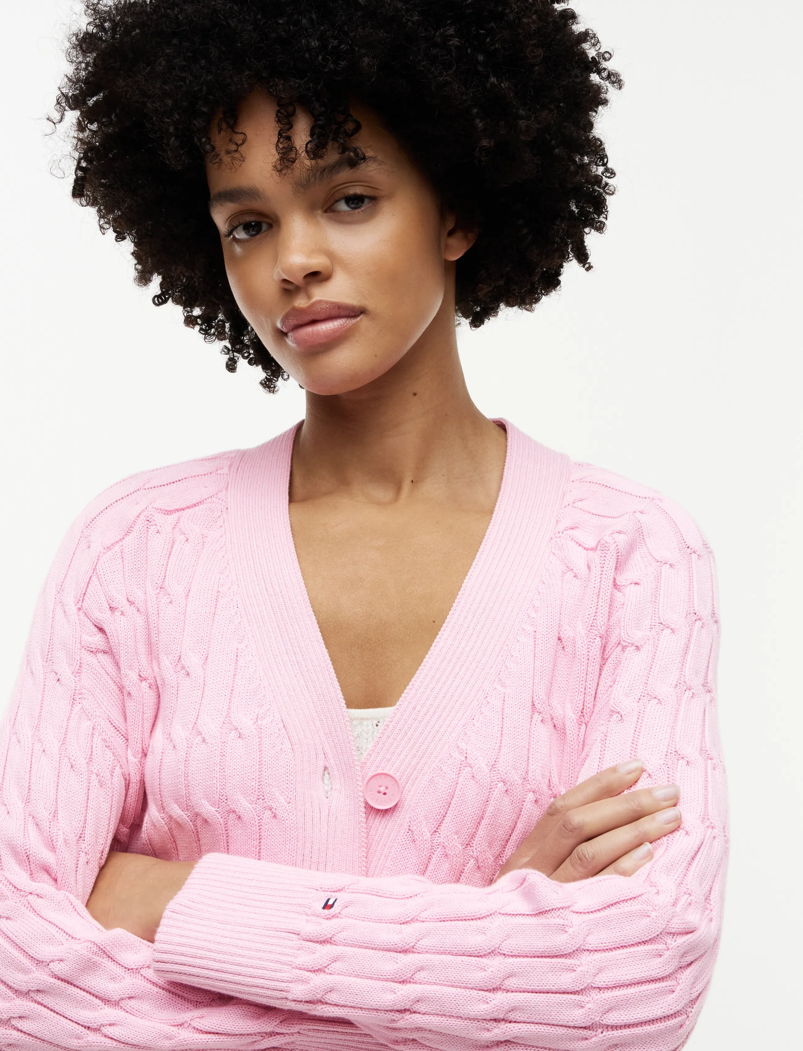 Tommy Hilfiger - MID GG CABLE V-NK LS CARDI - cardigans - classic pink - 3