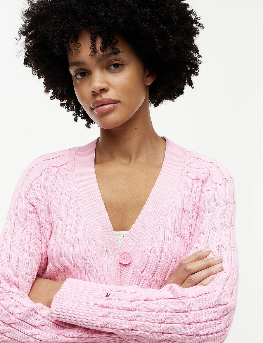 Tommy Hilfiger - MID GG CABLE V-NK LS CARDI - cardigans - classic pink - 3