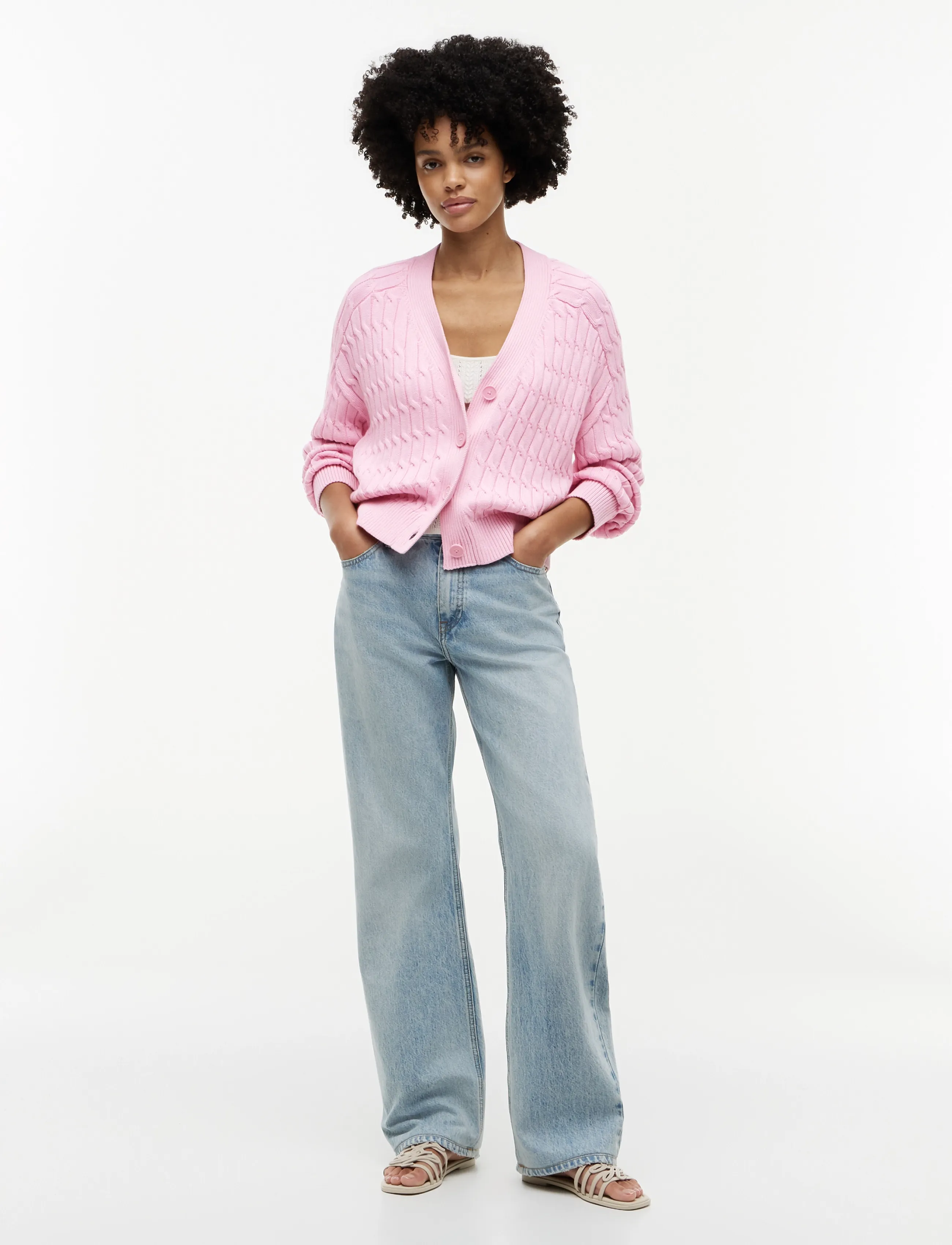 Tommy Hilfiger - MID GG CABLE V-NK LS CARDI - cardigans - classic pink - 4
