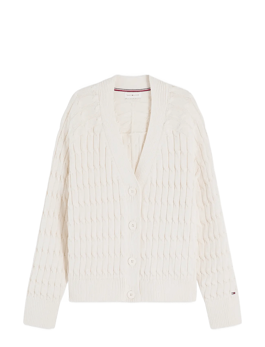 Tommy Hilfiger - MID GG CABLE V-NK LS CARDI - strickjacken - ivory petal - 1