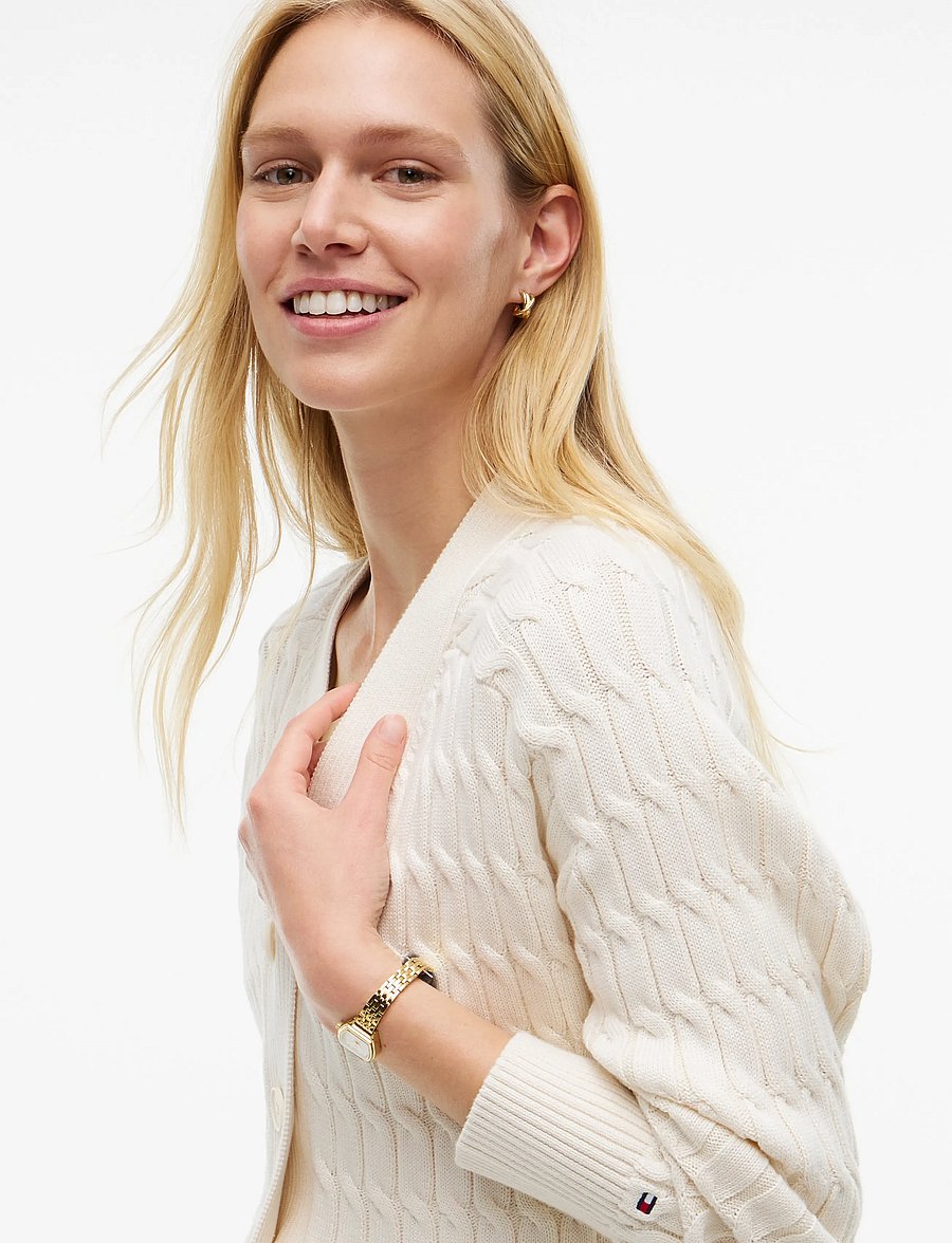 Tommy Hilfiger - MID GG CABLE V-NK LS CARDI - strickjacken - ivory petal - 3