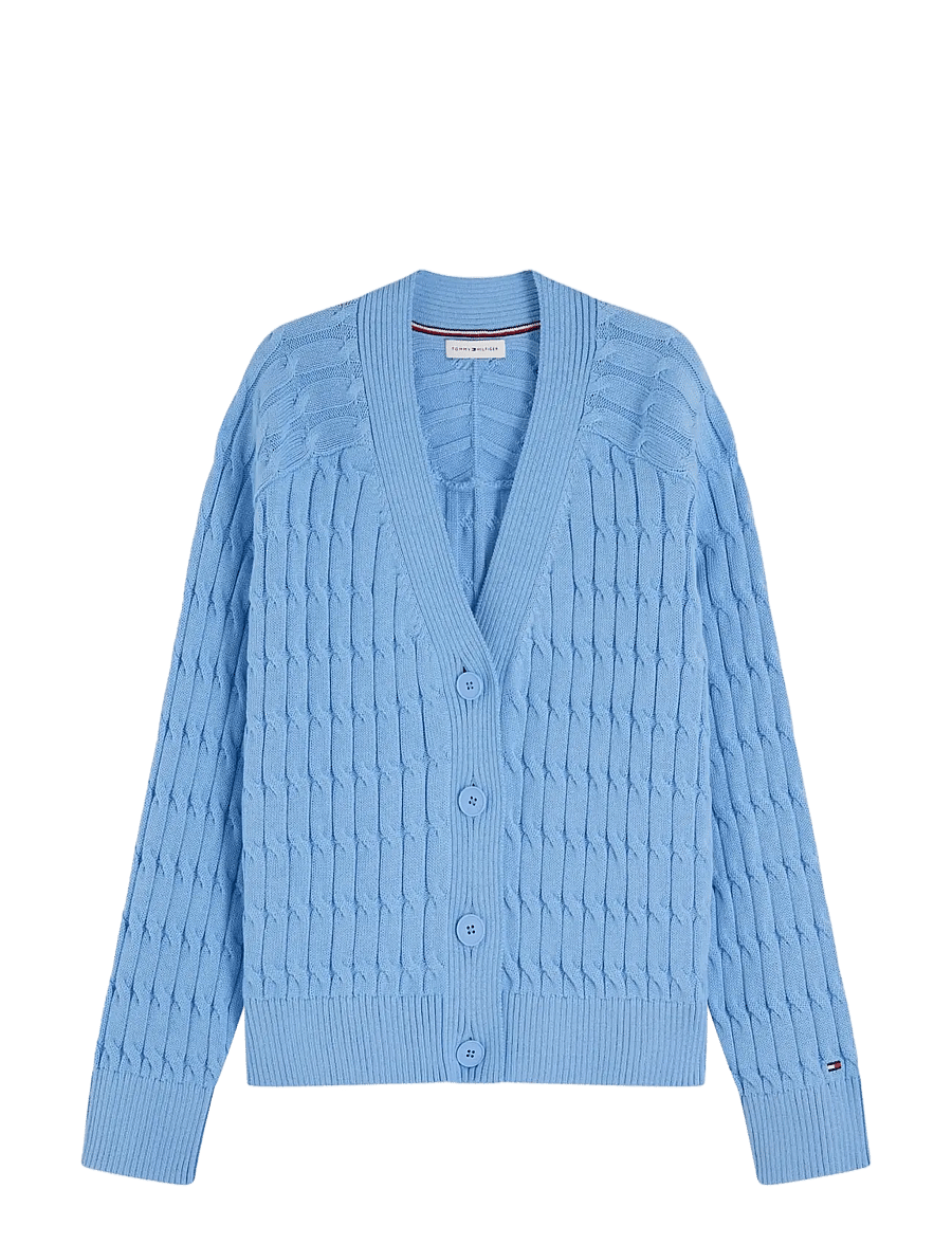Tommy Hilfiger - MID GG CABLE V-NK LS CARDI - kardiganid - vessel blue - 1