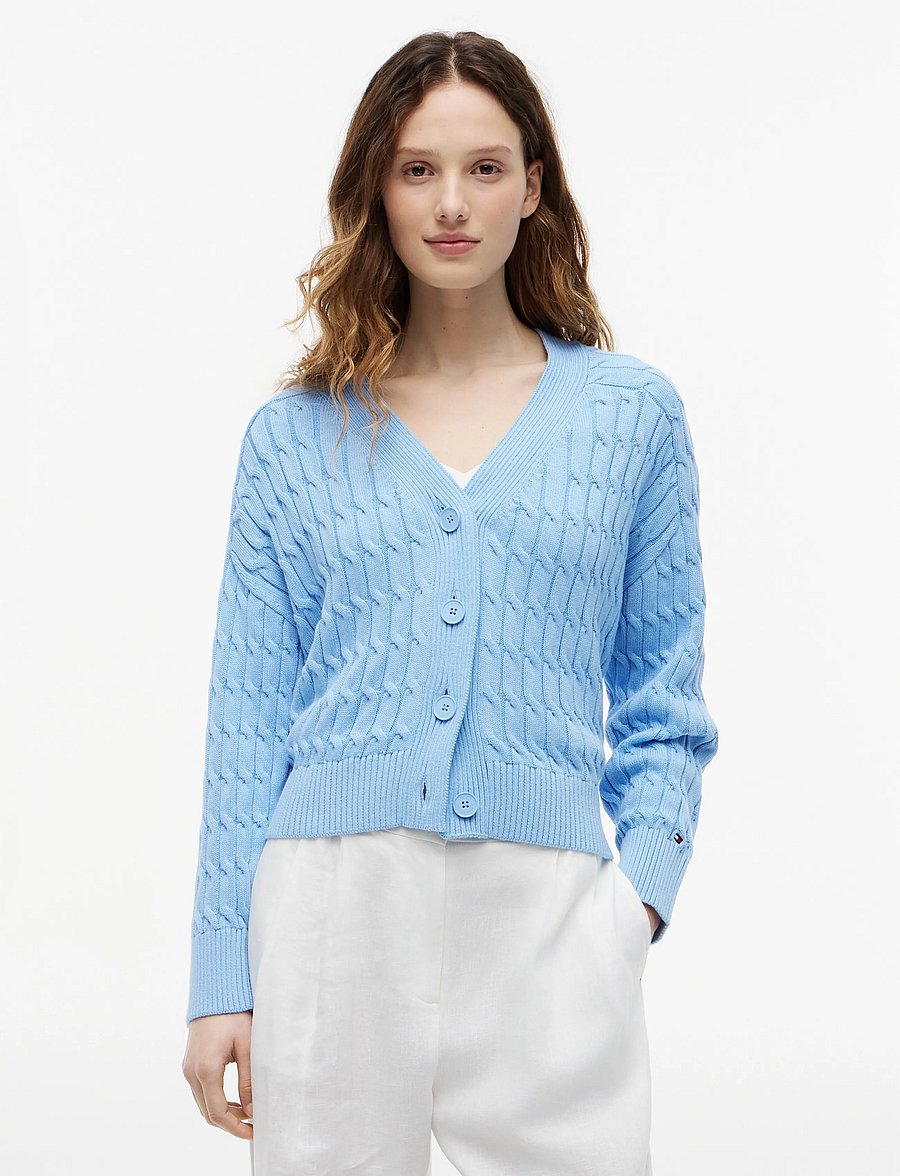 Tommy Hilfiger - MID GG CABLE V-NK LS CARDI - kardiganid - vessel blue - 0