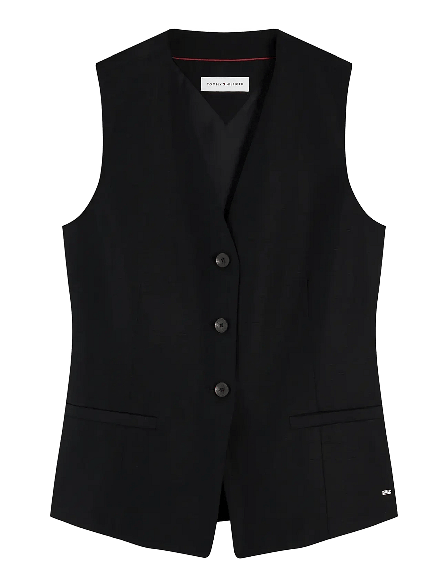 Tommy Hilfiger - SUMMER LYOCELL LONG WAISTCOAT - waistcoats - black - 1