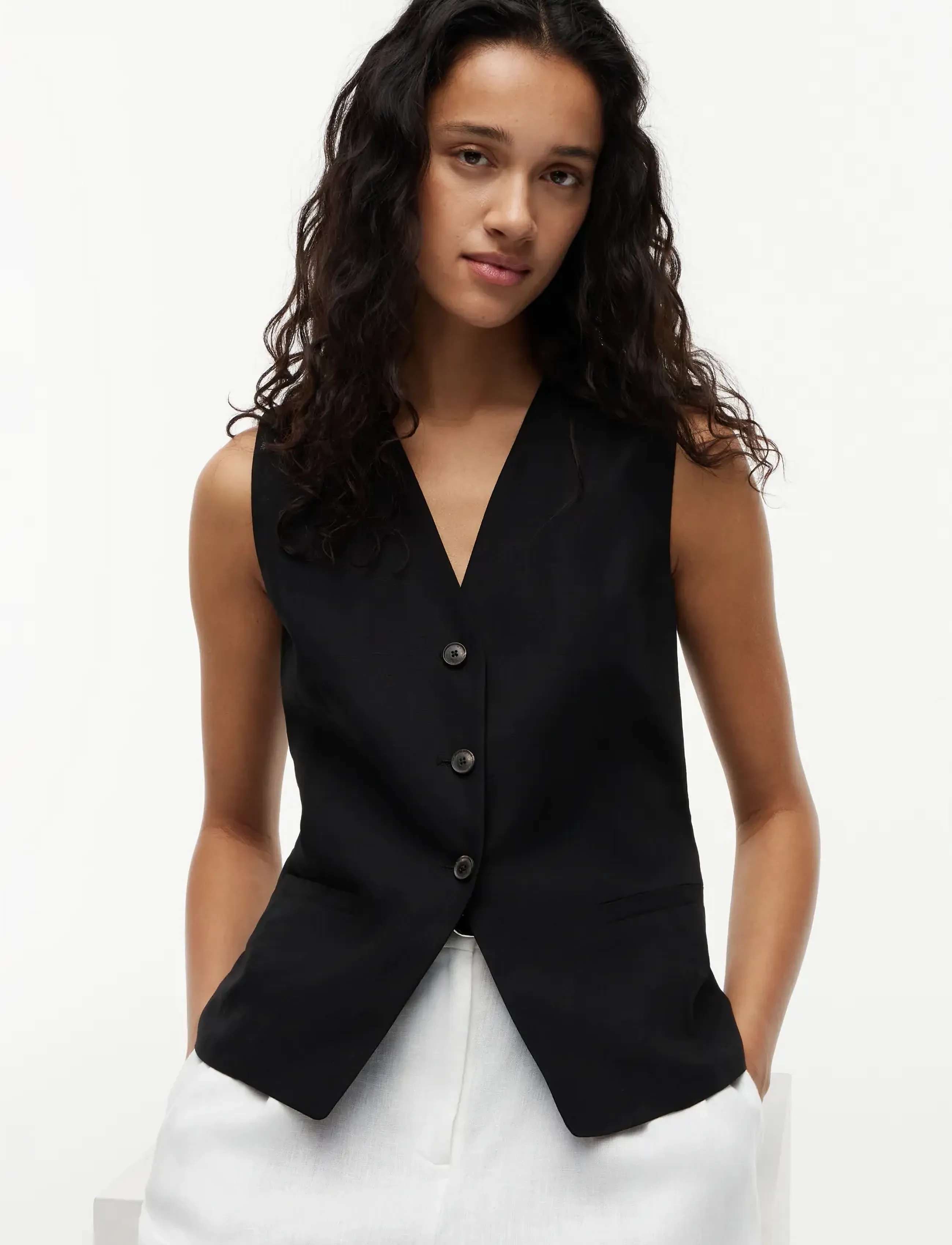 Tommy Hilfiger - SUMMER LYOCELL LONG WAISTCOAT - waistcoats - black - 3