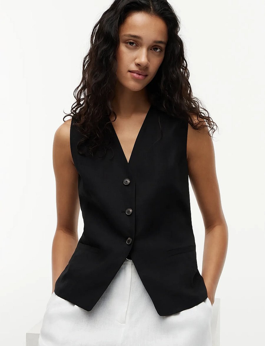 Tommy Hilfiger - SUMMER LYOCELL LONG WAISTCOAT - waistcoats - black - 3
