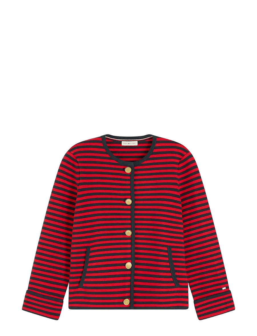 Tommy Hilfiger - GOLD BUTTON LS CARDI - dark n navy fire red stp - 1