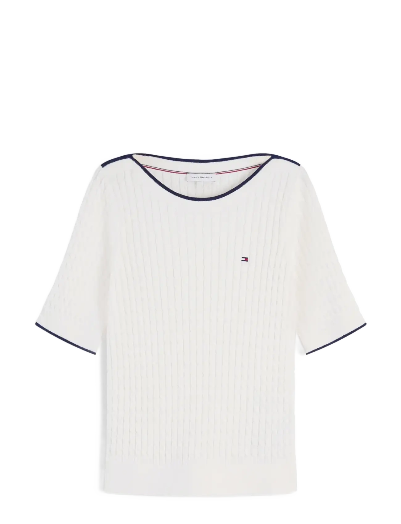 Tommy Hilfiger FINE GG CABLE BOAT NK S/S - Geburtstag - IVORY PETAL / cream