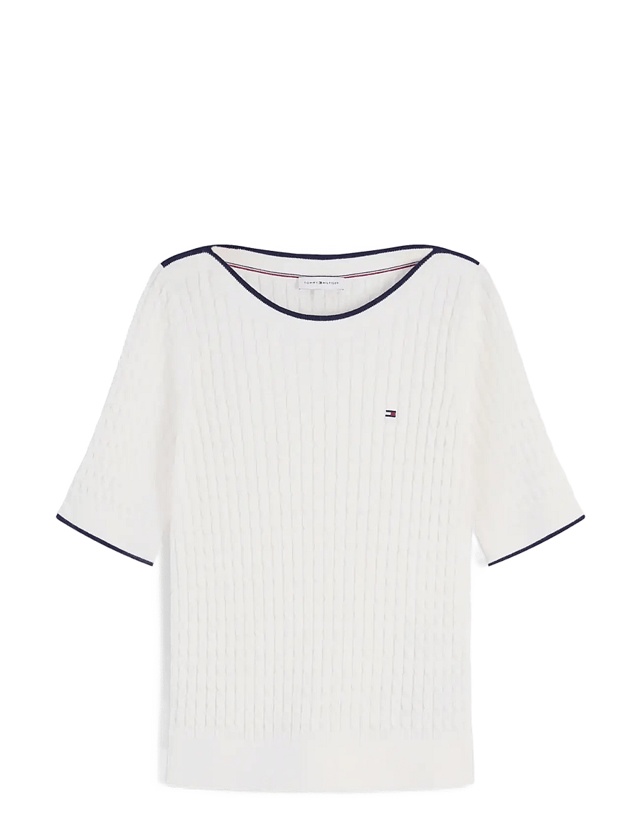 Tommy Hilfiger - FINE GG CABLE BOAT NK S/S - striktrøjer - ivory petal - 1