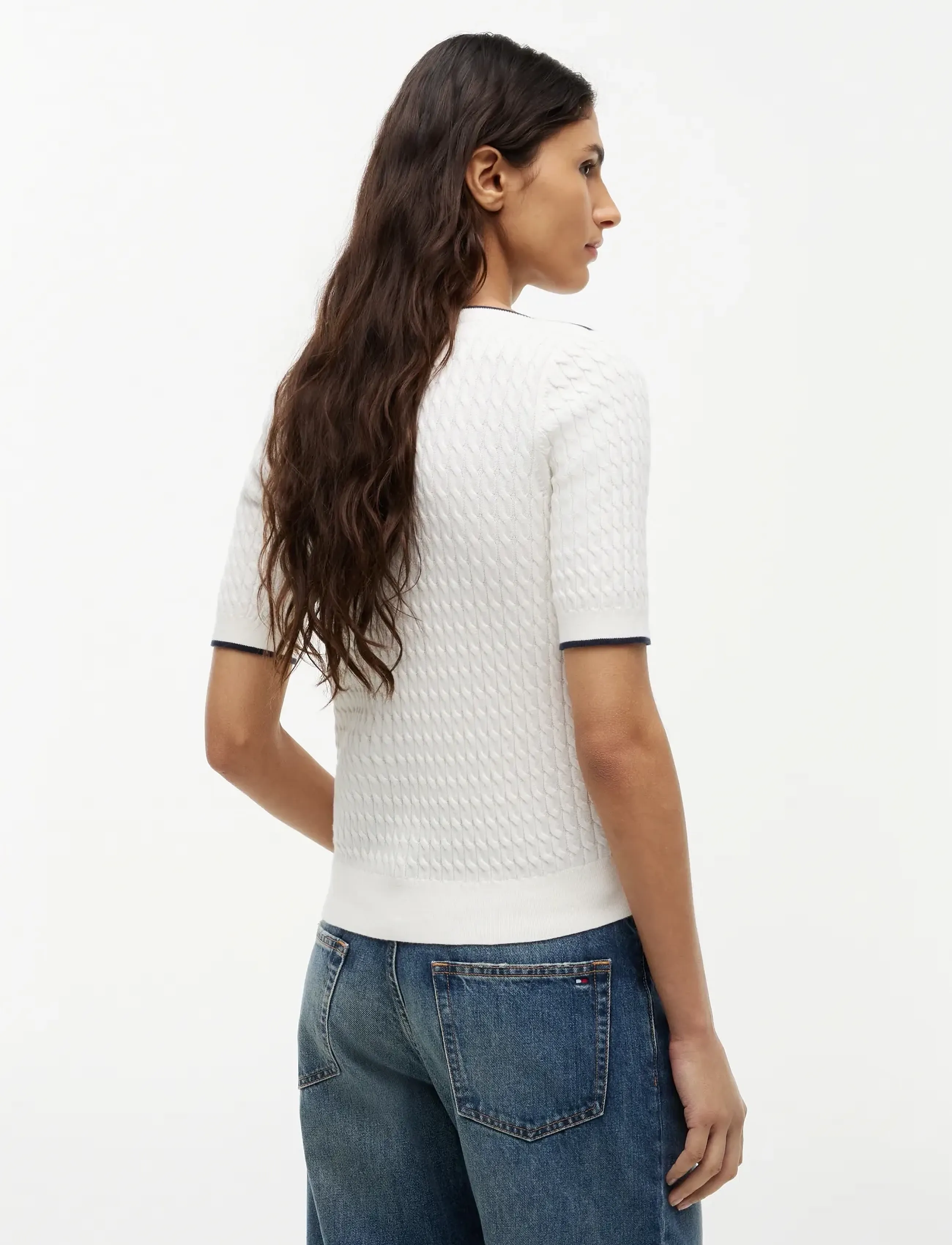 Tommy Hilfiger - FINE GG CABLE BOAT NK S/S - striktrøjer - ivory petal - 2