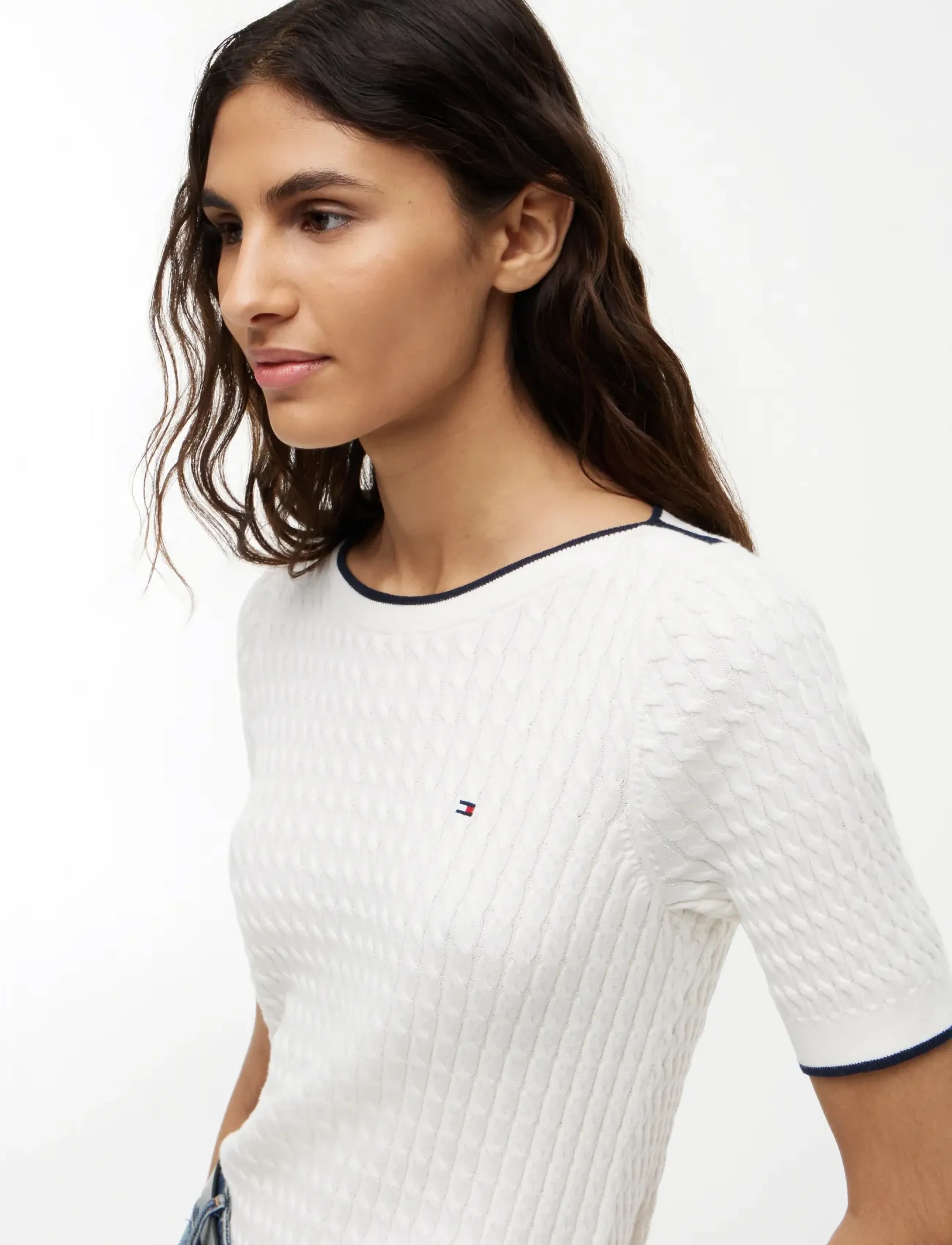 Tommy Hilfiger - FINE GG CABLE BOAT NK S/S - striktrøjer - ivory petal - 3