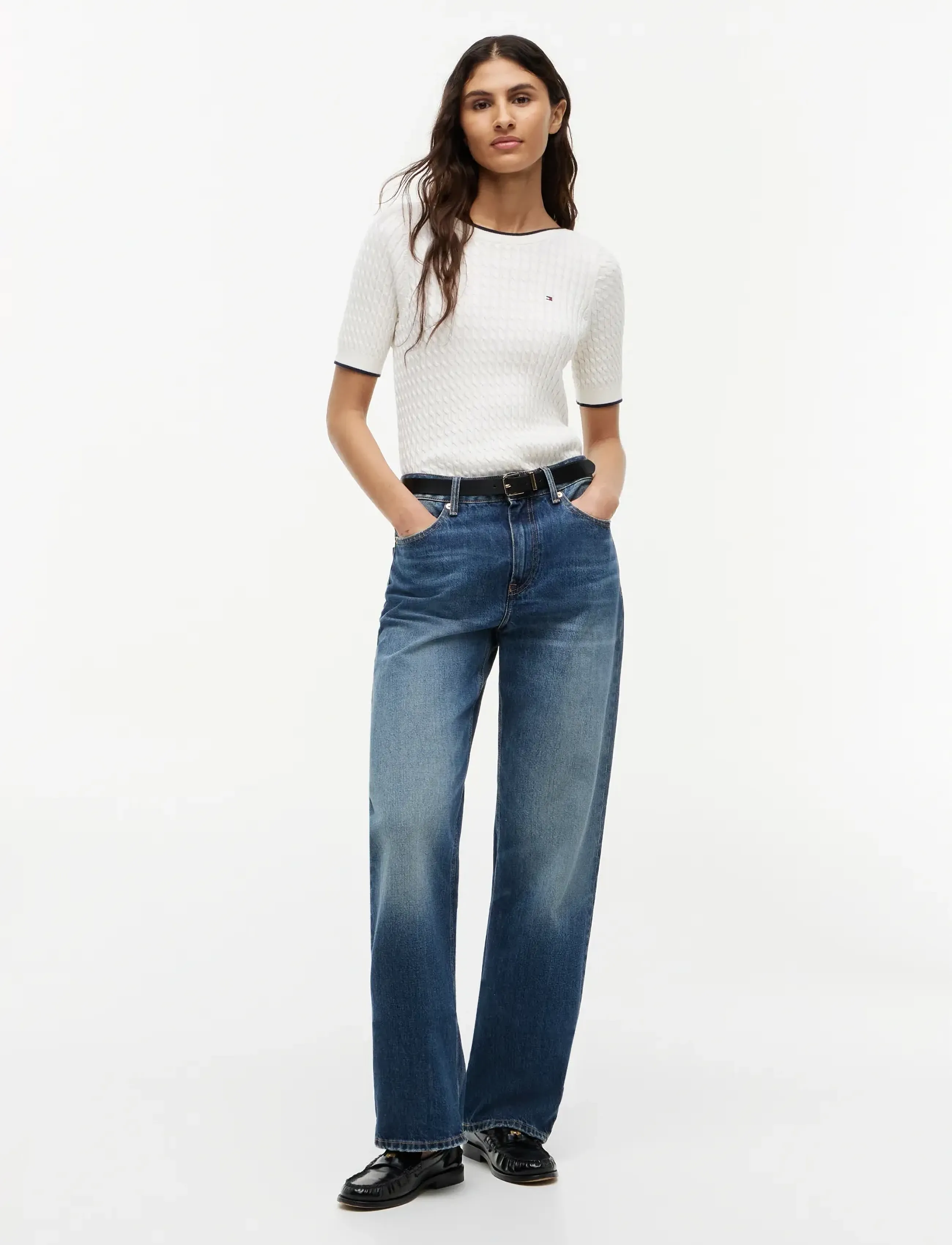 Tommy Hilfiger - FINE GG CABLE BOAT NK S/S - striktrøjer - ivory petal - 4