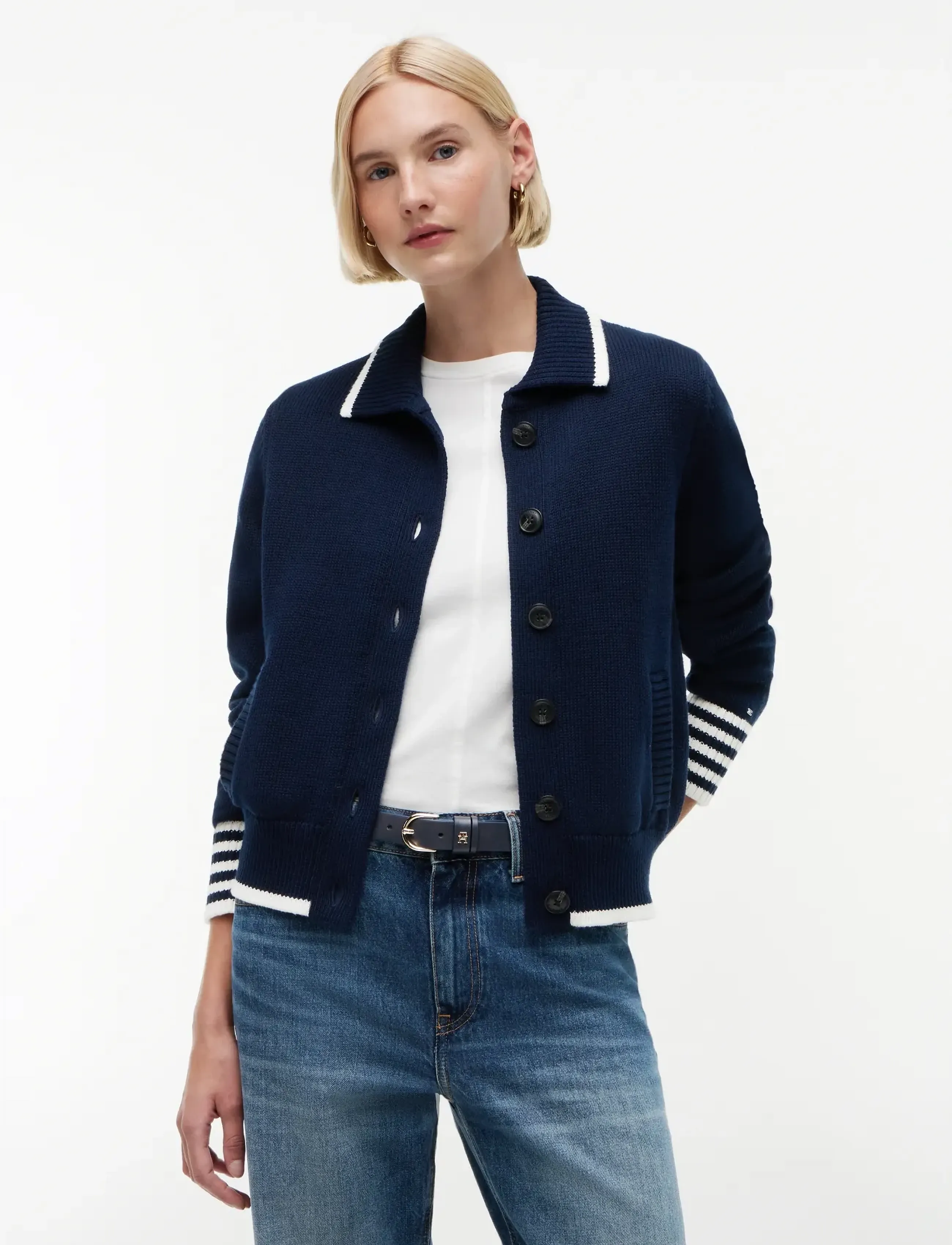 Tommy Hilfiger RWB NAUTICAL BOMBER CARDI - Clothing - DARK NIGHT NAVY / navy