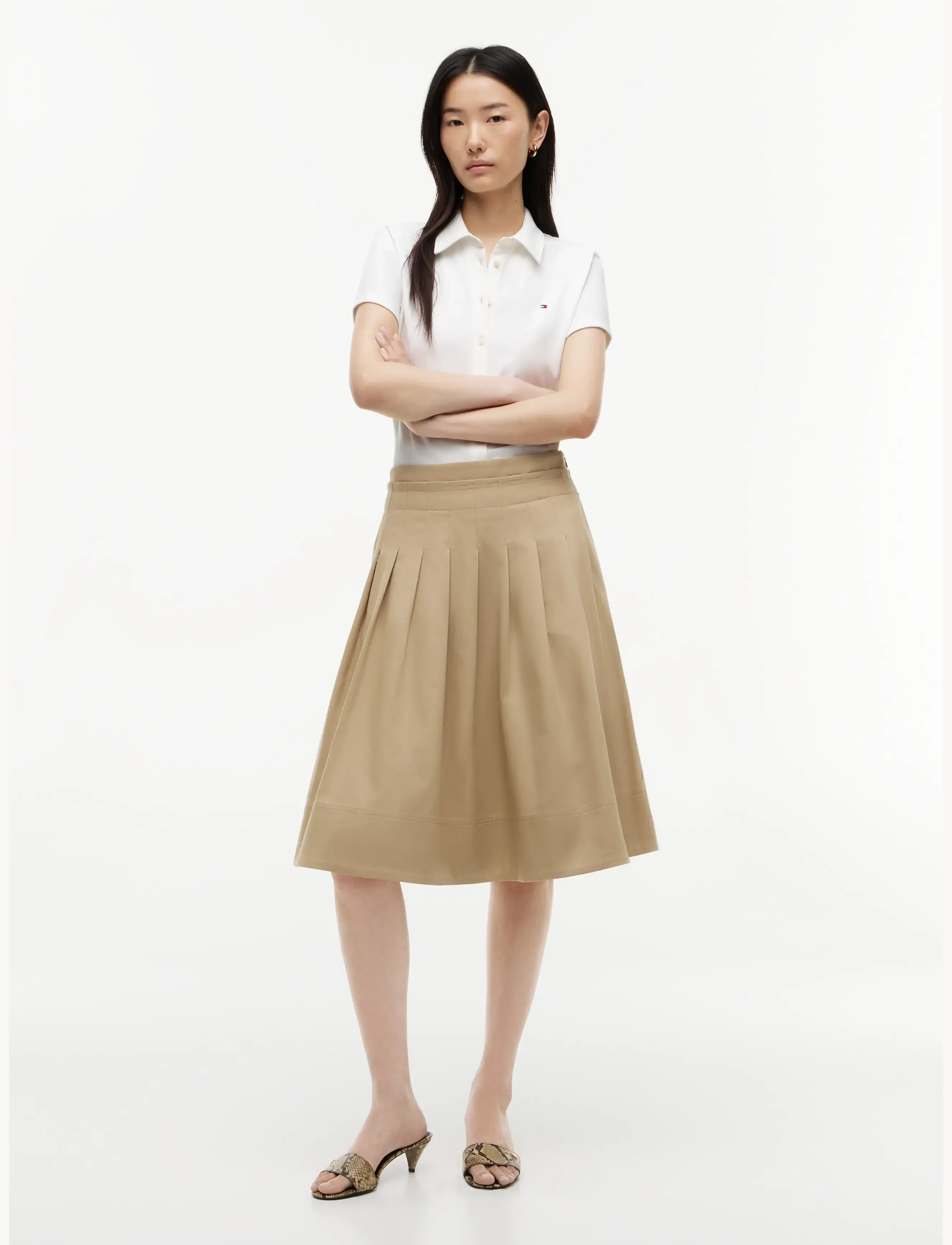 Tommy Hilfiger - CHINO DRESSING MIDI FLARE SKIRT - camel - 3