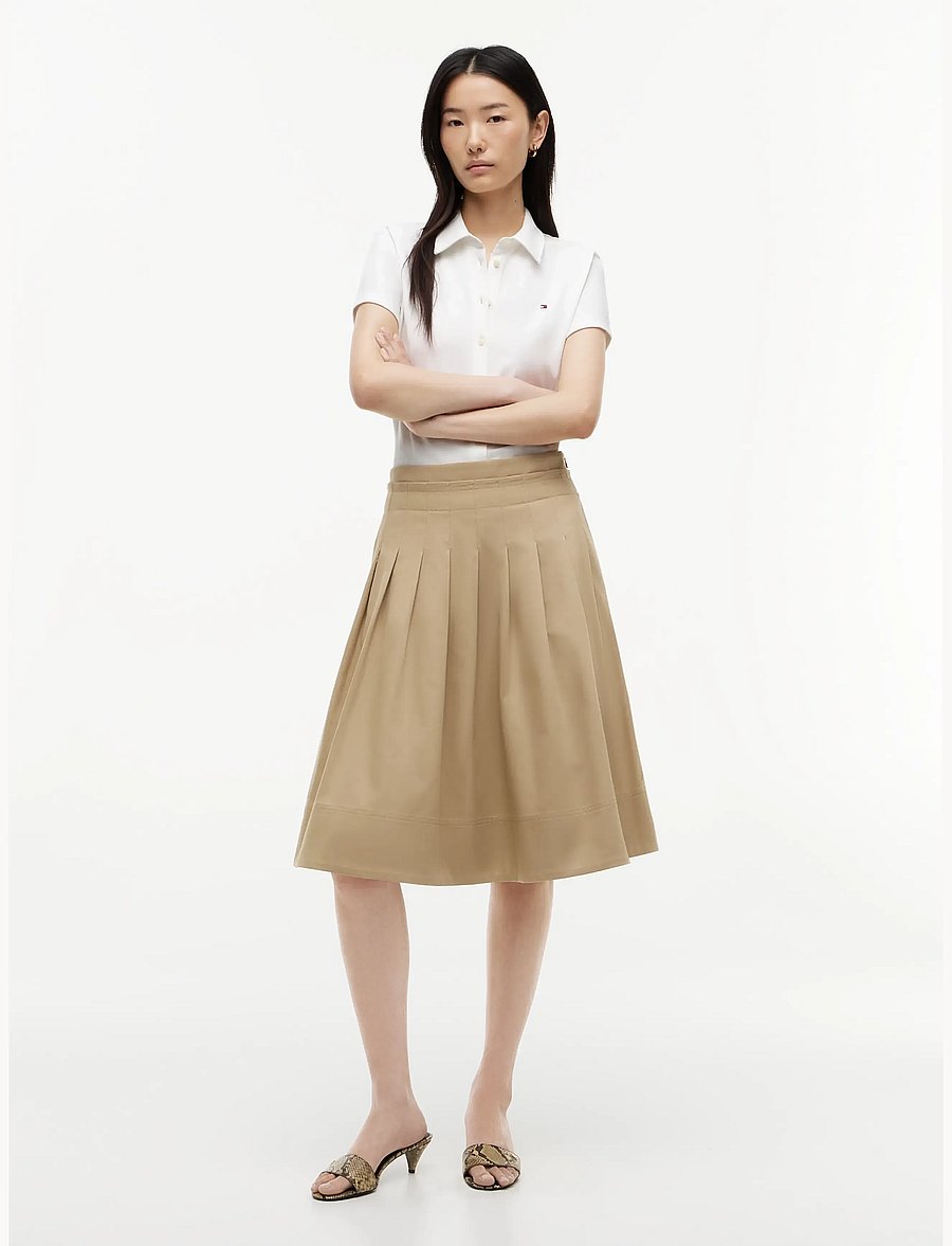Tommy Hilfiger - CHINO DRESSING MIDI FLARE SKIRT - midi-röcke - camel - 3