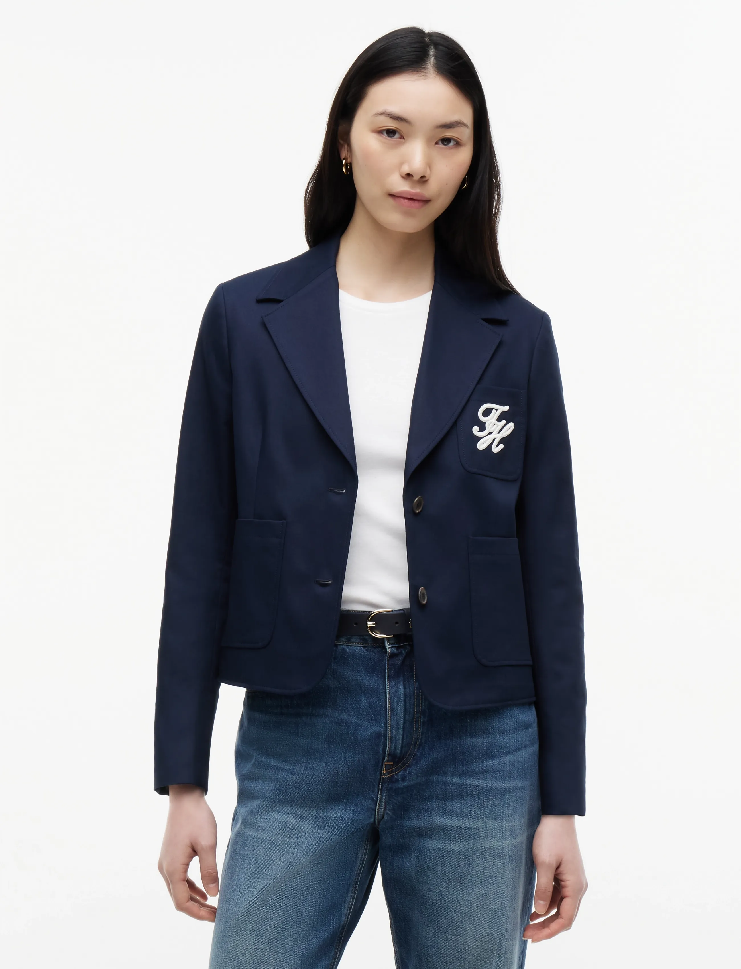 Tommy Hilfiger Chino Dressing Cotton Blazer, 44, Navy, Blazere > Enkeltradede Blazere, Dame