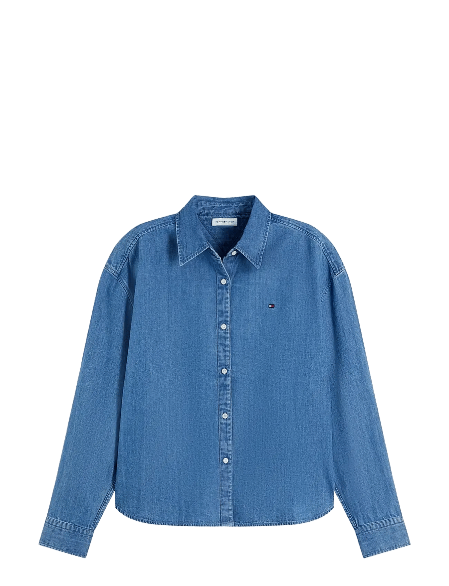 Tommy Hilfiger - LIGHT DENIM BOXY SHIRT LS - jeansskjortor - mid blue wash - 1