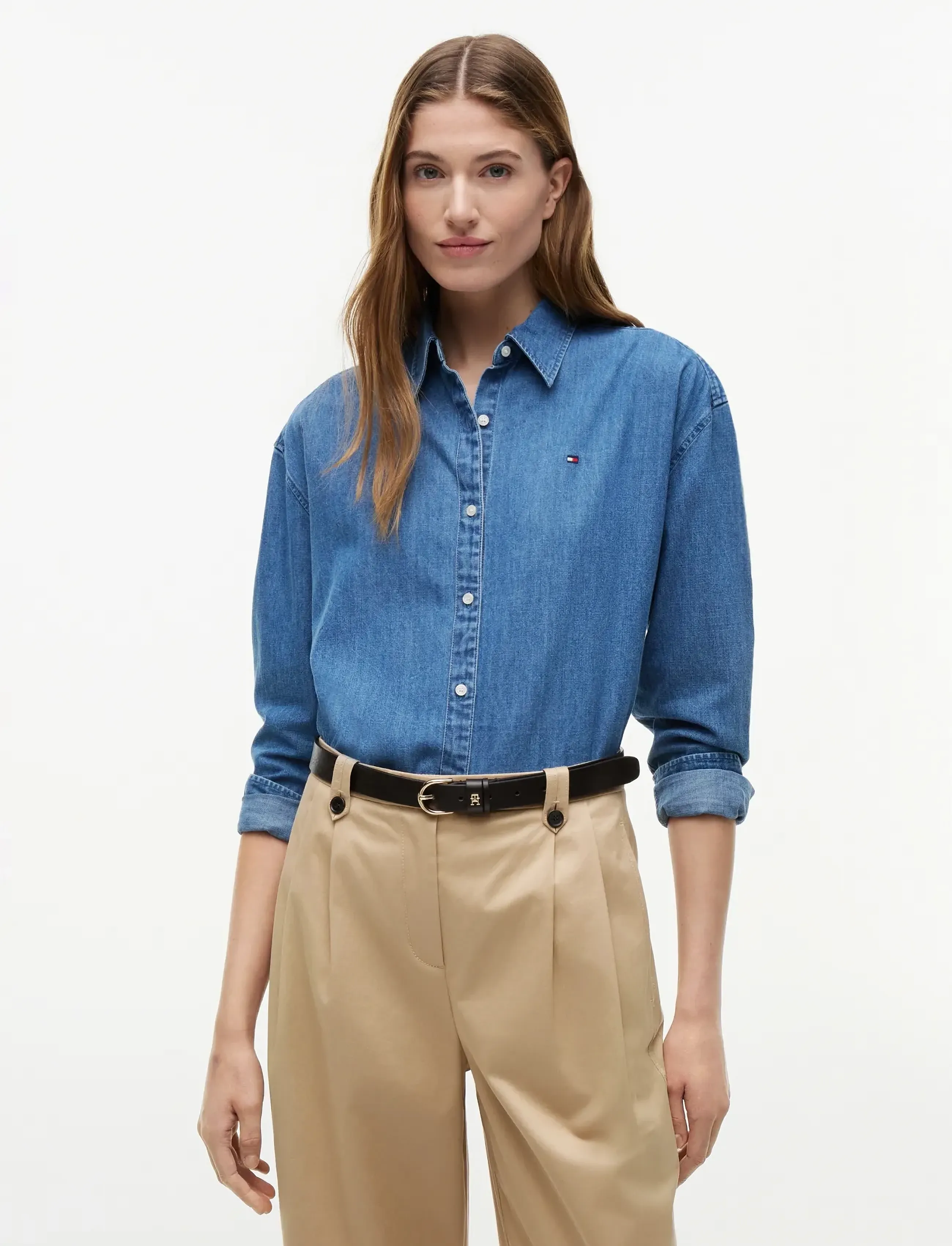 Tommy Hilfiger Light Denim Boxy Shirt Ls, 32, Shirts, Blau - Frauen