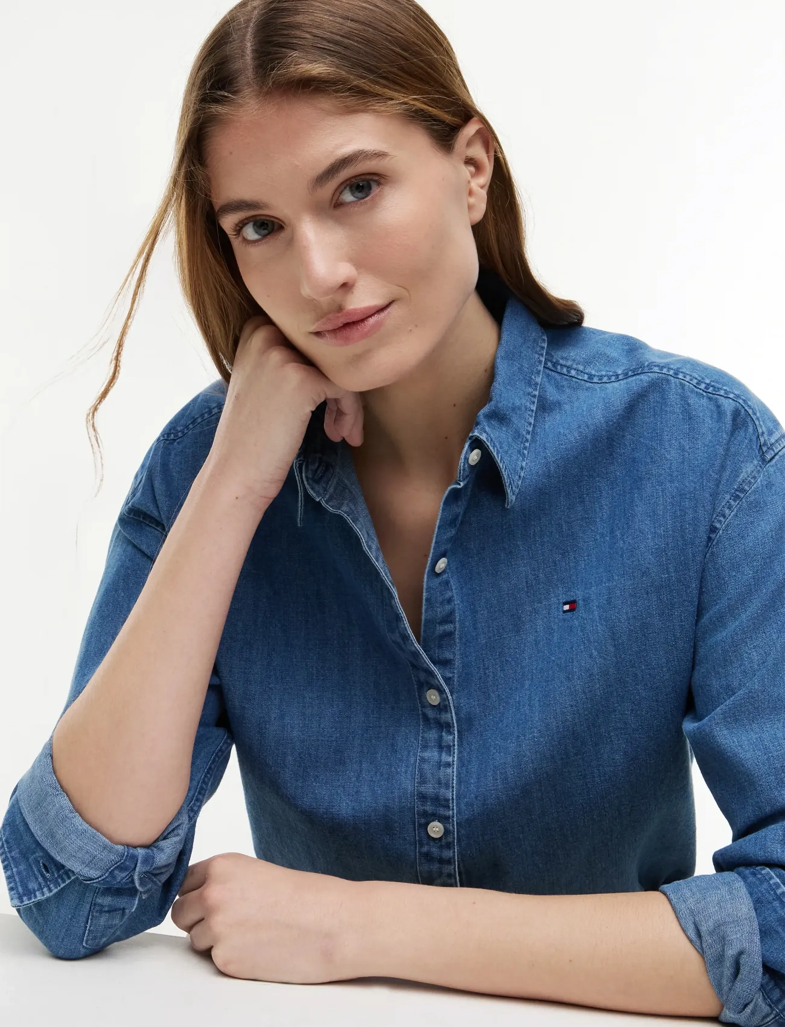 Tommy Hilfiger - LIGHT DENIM BOXY SHIRT LS - jeansskjortor - mid blue wash - 3