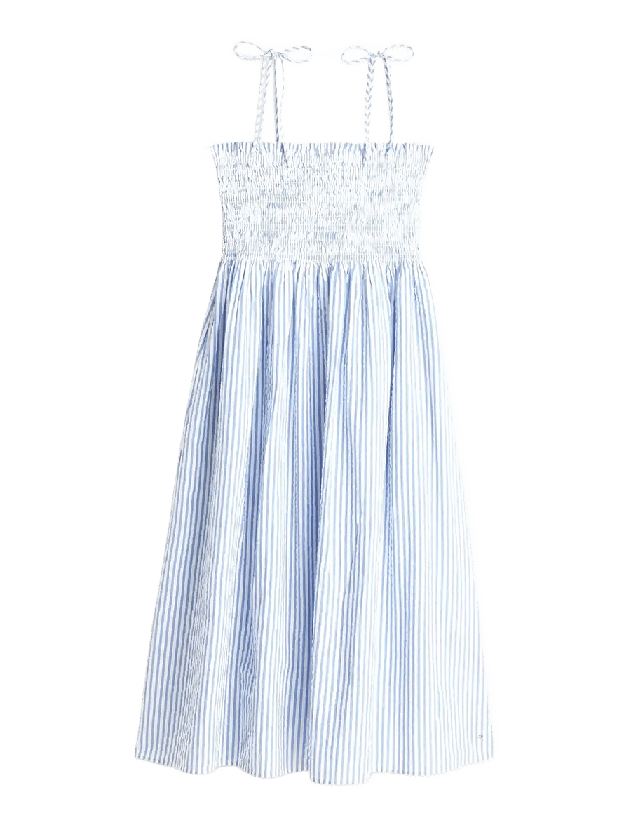 Tommy Hilfiger - SWIMSHOP SEERSUCKER SMOCKED DRS - sommerkjoler - thin banker stp blue spell white - 1