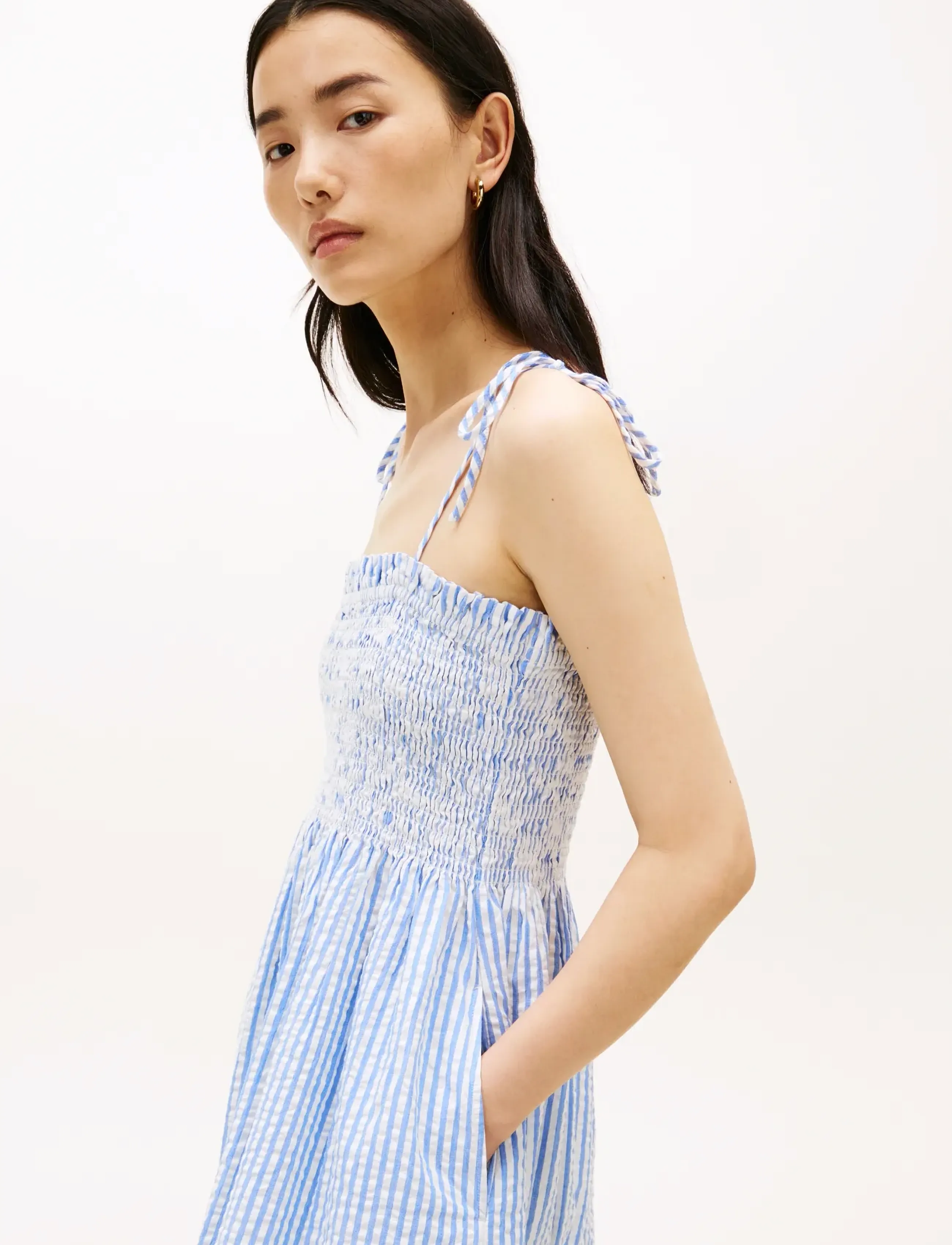 Tommy Hilfiger - SWIMSHOP SEERSUCKER SMOCKED DRS - sommerkjoler - thin banker stp blue spell white - 2