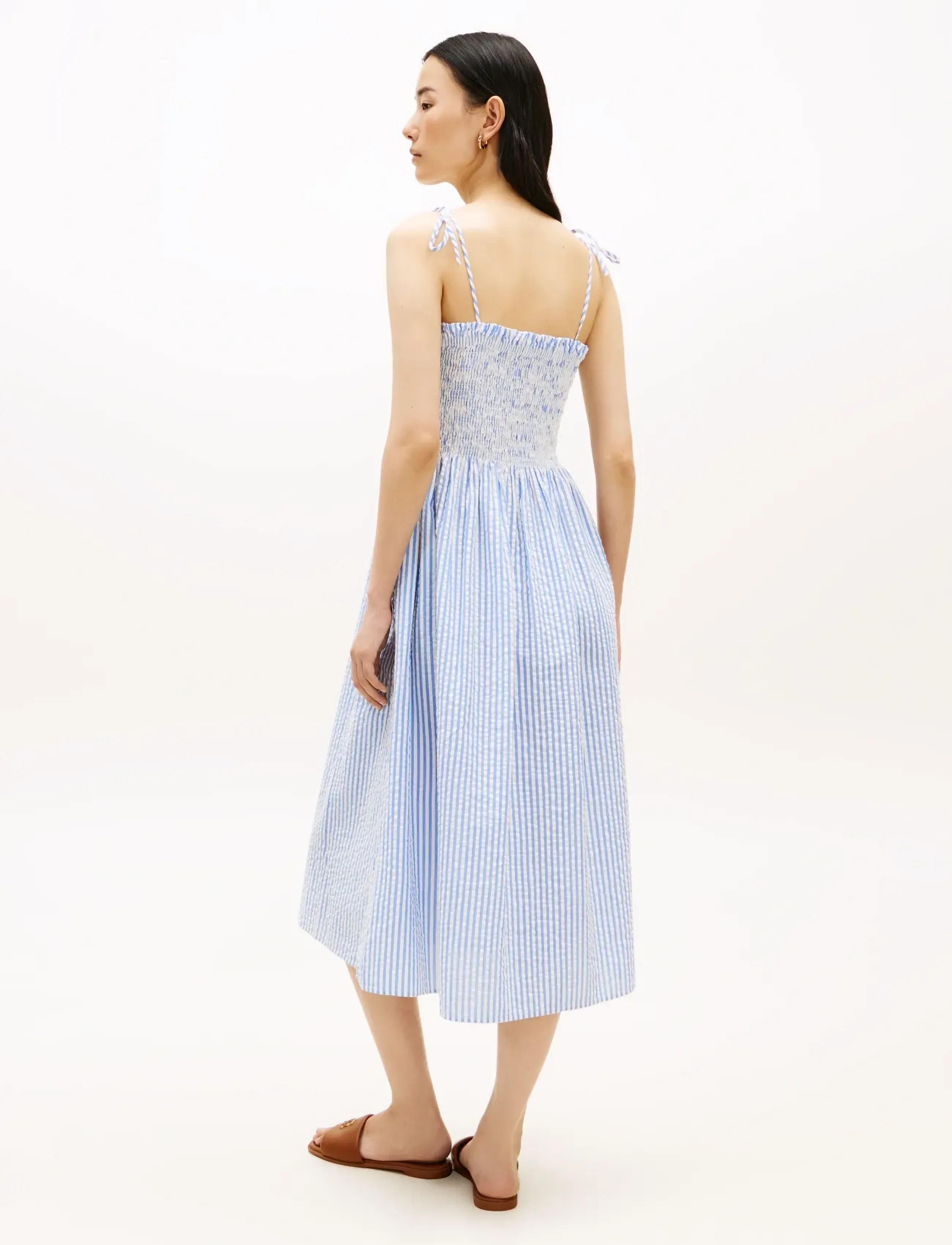 Tommy Hilfiger - SWIMSHOP SEERSUCKER SMOCKED DRS - sommerkjoler - thin banker stp blue spell white - 4