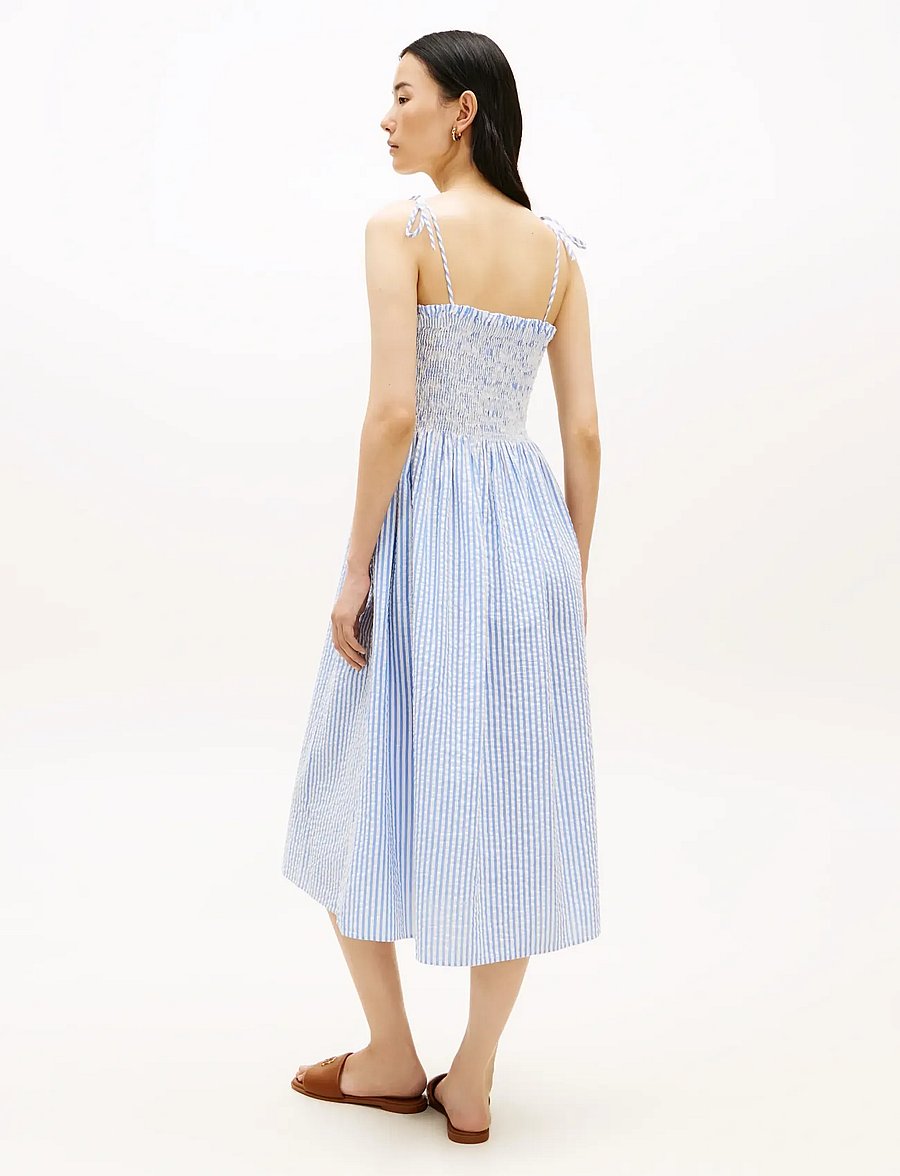 Tommy Hilfiger - SWIMSHOP SEERSUCKER SMOCKED DRS - sommerkjoler - thin banker stp blue spell white - 4