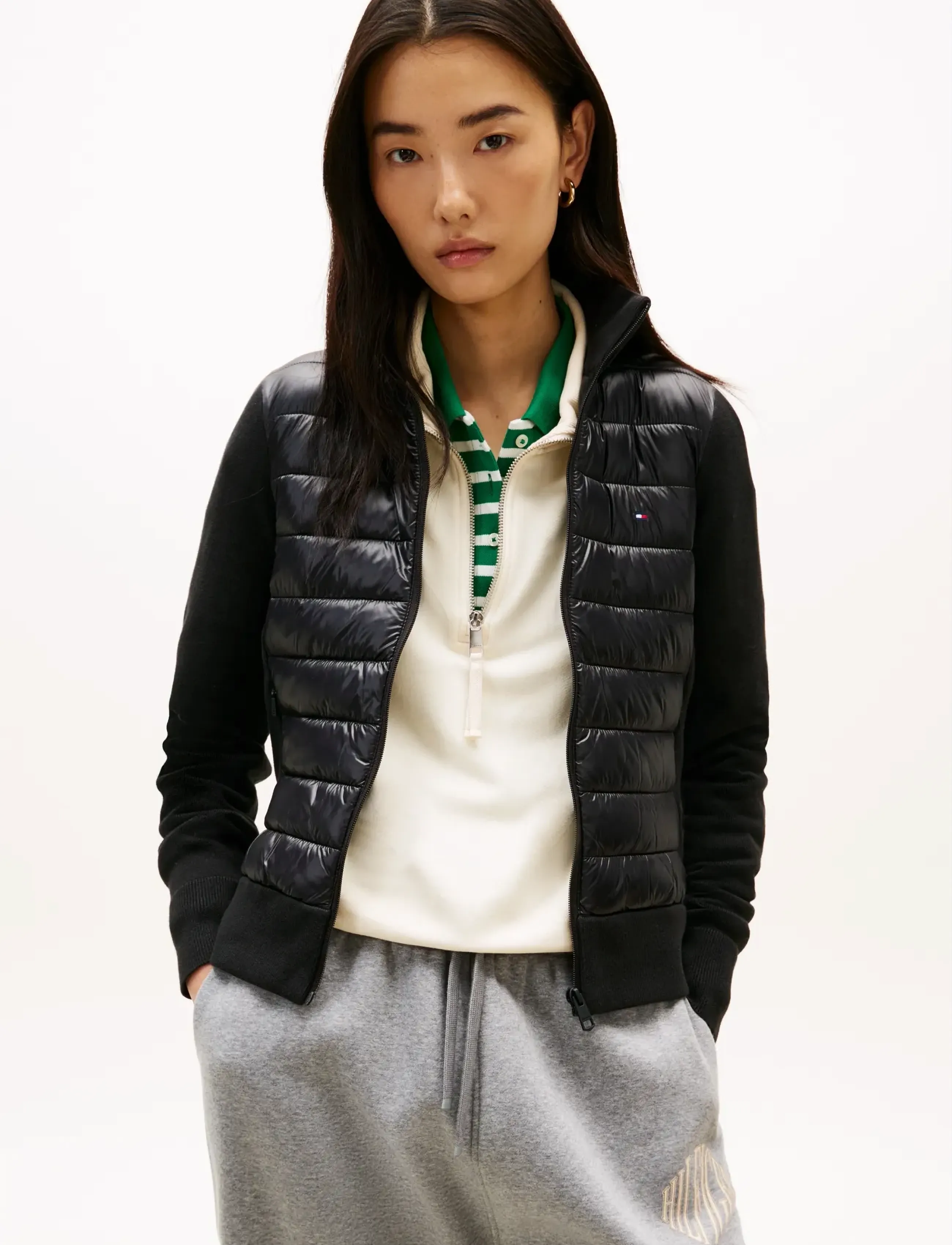 Tommy Hilfiger LW KNIT MIX PADDED JACKET - Nyheter - BLACK / black