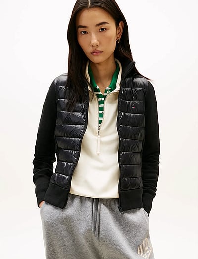 Tommy Hilfiger LW KNIT MIX PADDED JACKET - Pūkinės ir dygsniuotos striukės - BLACK / black