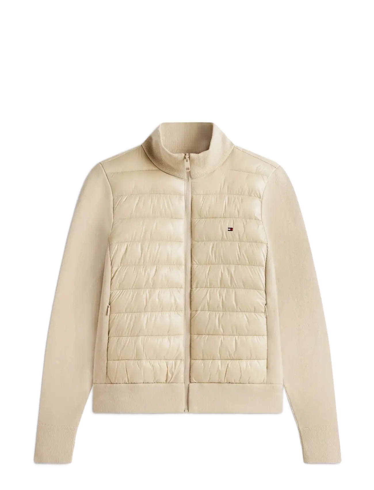 LW KNIT MIX PADDED JACKET - SANDALWOOD