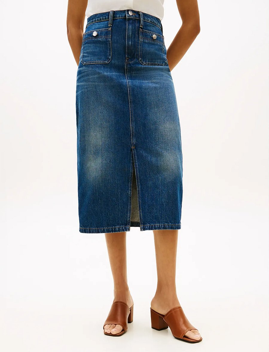 Tommy Hilfiger - DNM NATE MIDI STRAIGHT SKIRT HW - jeansröcke - nate - 0