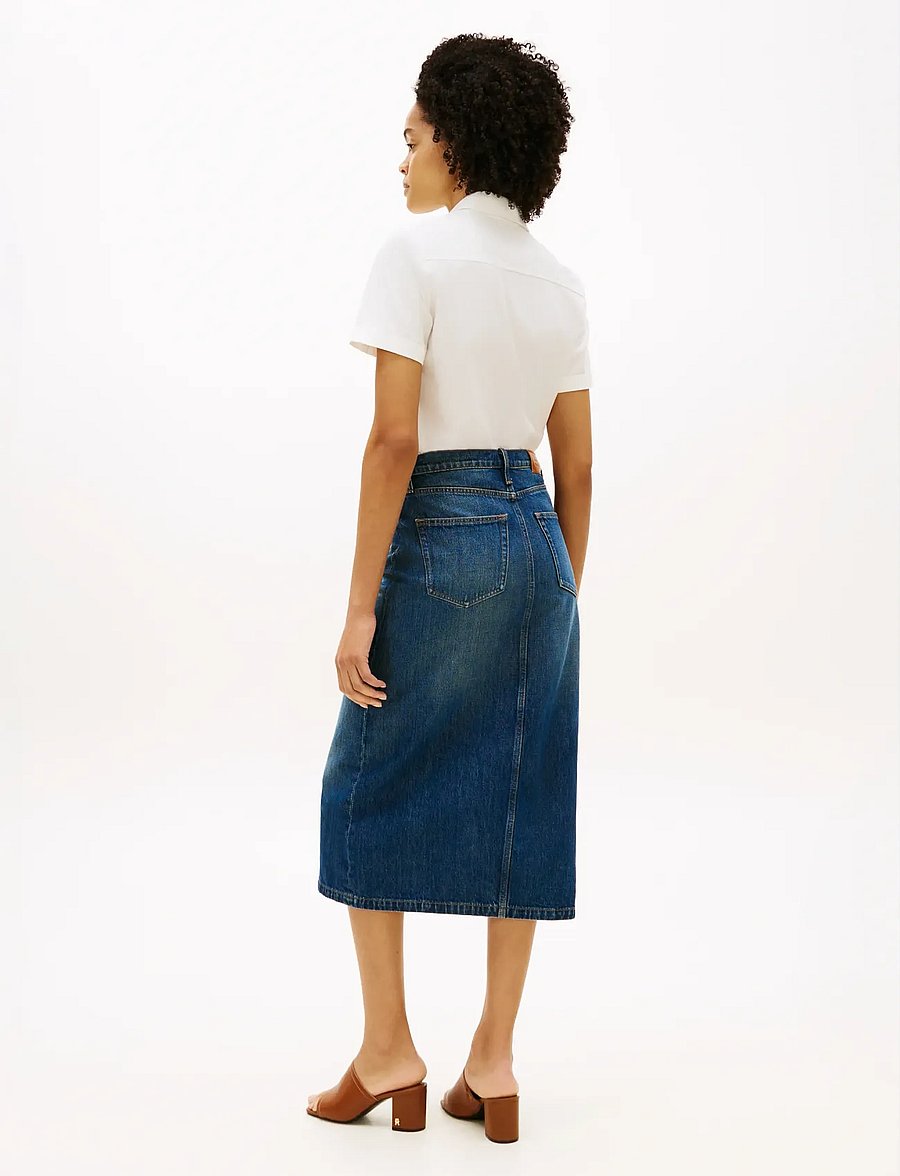 Tommy Hilfiger - DNM NATE MIDI STRAIGHT SKIRT HW - jeansröcke - nate - 2