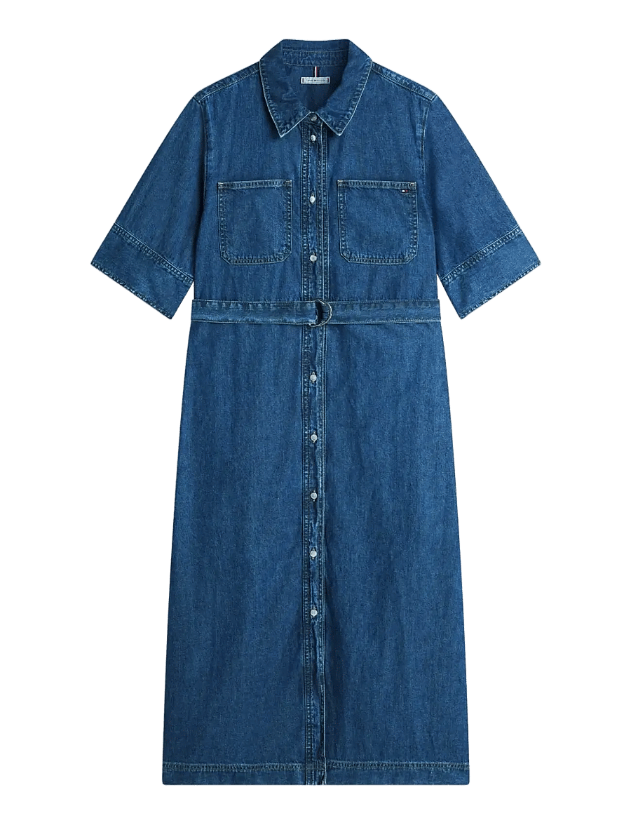 Tommy Hilfiger - DNM LOR FIT & FLARE SS DRESS - hemdkleider - lor - 1