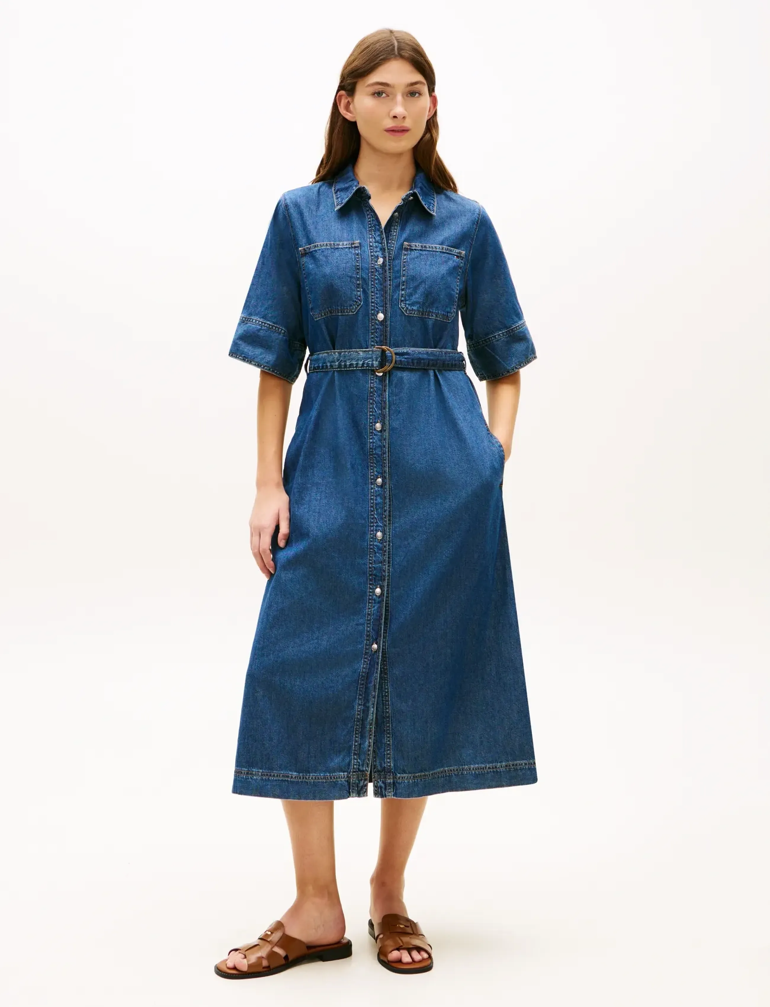 Tommy Hilfiger DNM LOR FIT & FLARE SS DRESS - Tommy Hilfiger - LOR / blue