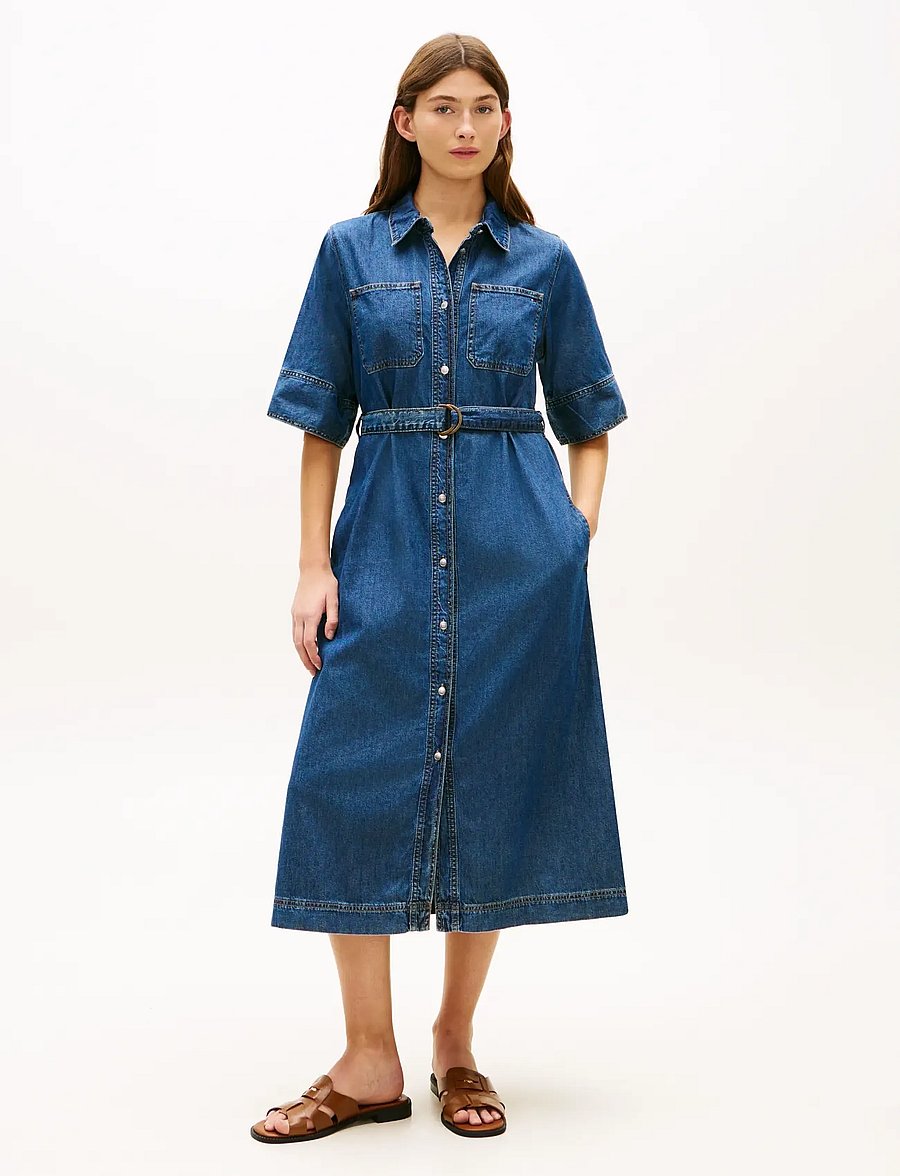 Tommy Hilfiger - DNM LOR FIT & FLARE SS DRESS - hemdkleider - lor - 0