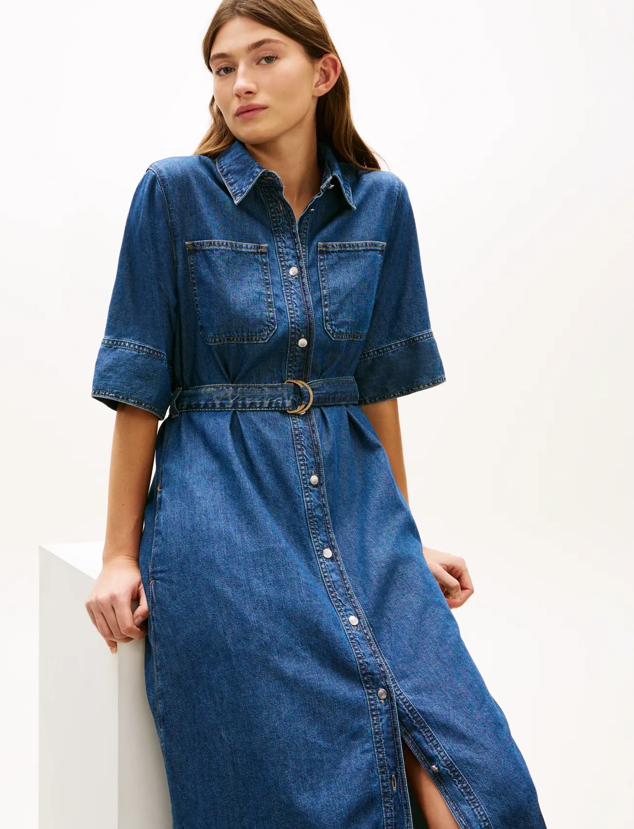 Tommy Hilfiger - DNM LOR FIT & FLARE SS DRESS - shirt dresses - lor - 2