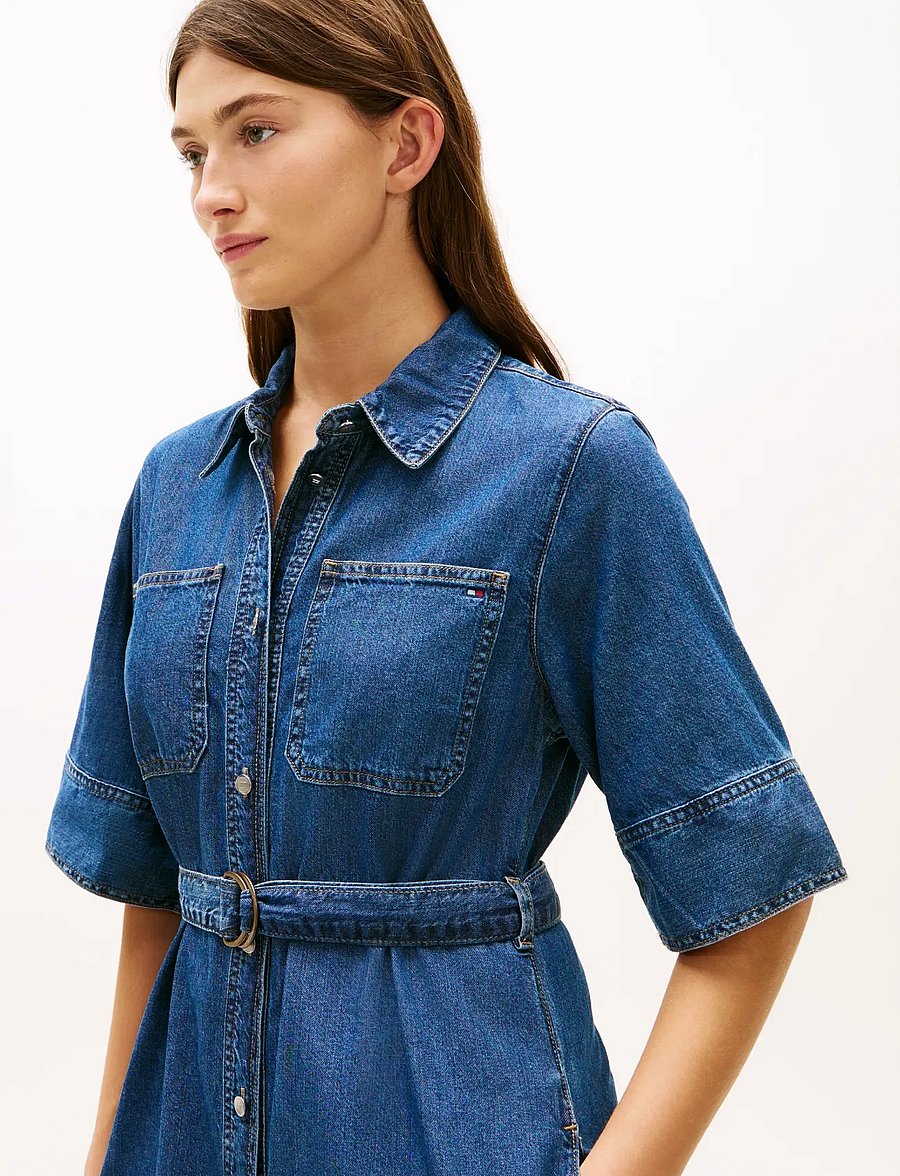 Tommy Hilfiger - DNM LOR FIT & FLARE SS DRESS - hemdkleider - lor - 3