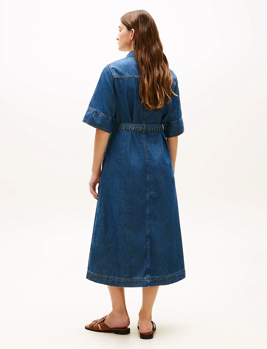 Tommy Hilfiger - DNM LOR FIT & FLARE SS DRESS - hemdkleider - lor - 4