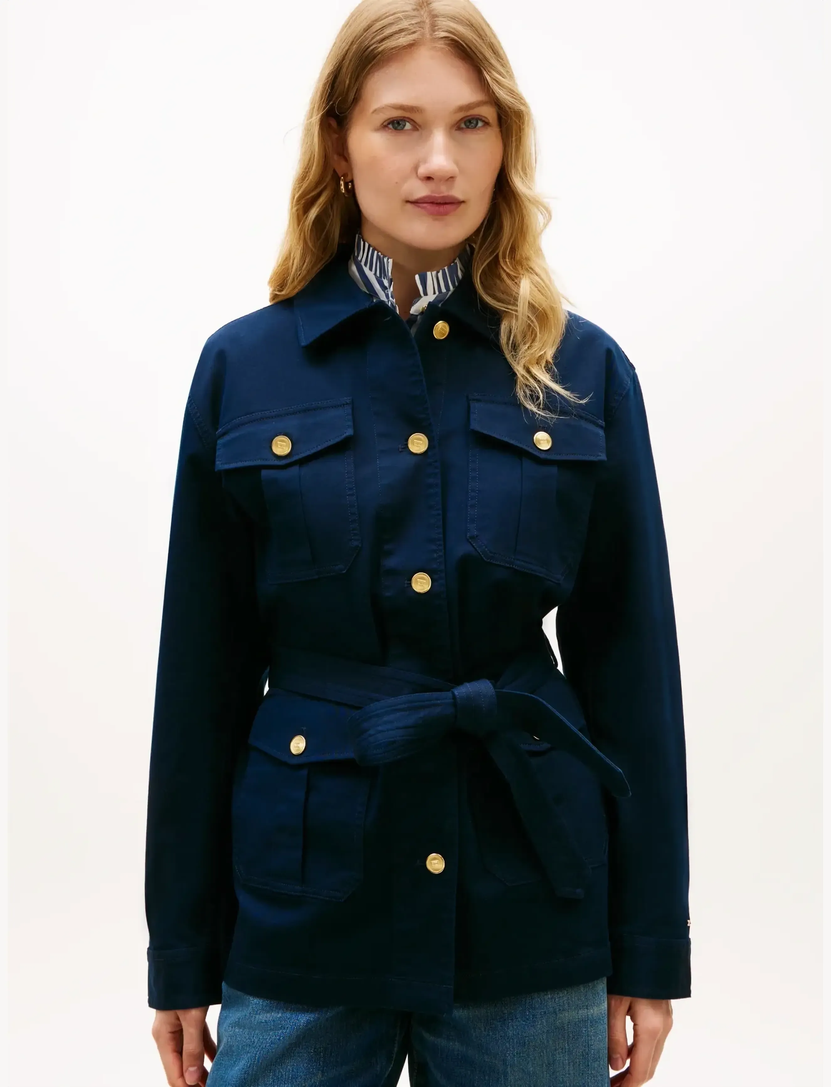 Tommy Hilfiger Cotton Gold Button Field Jacket, XS, Jackets, Marineblau - Utility Frauen