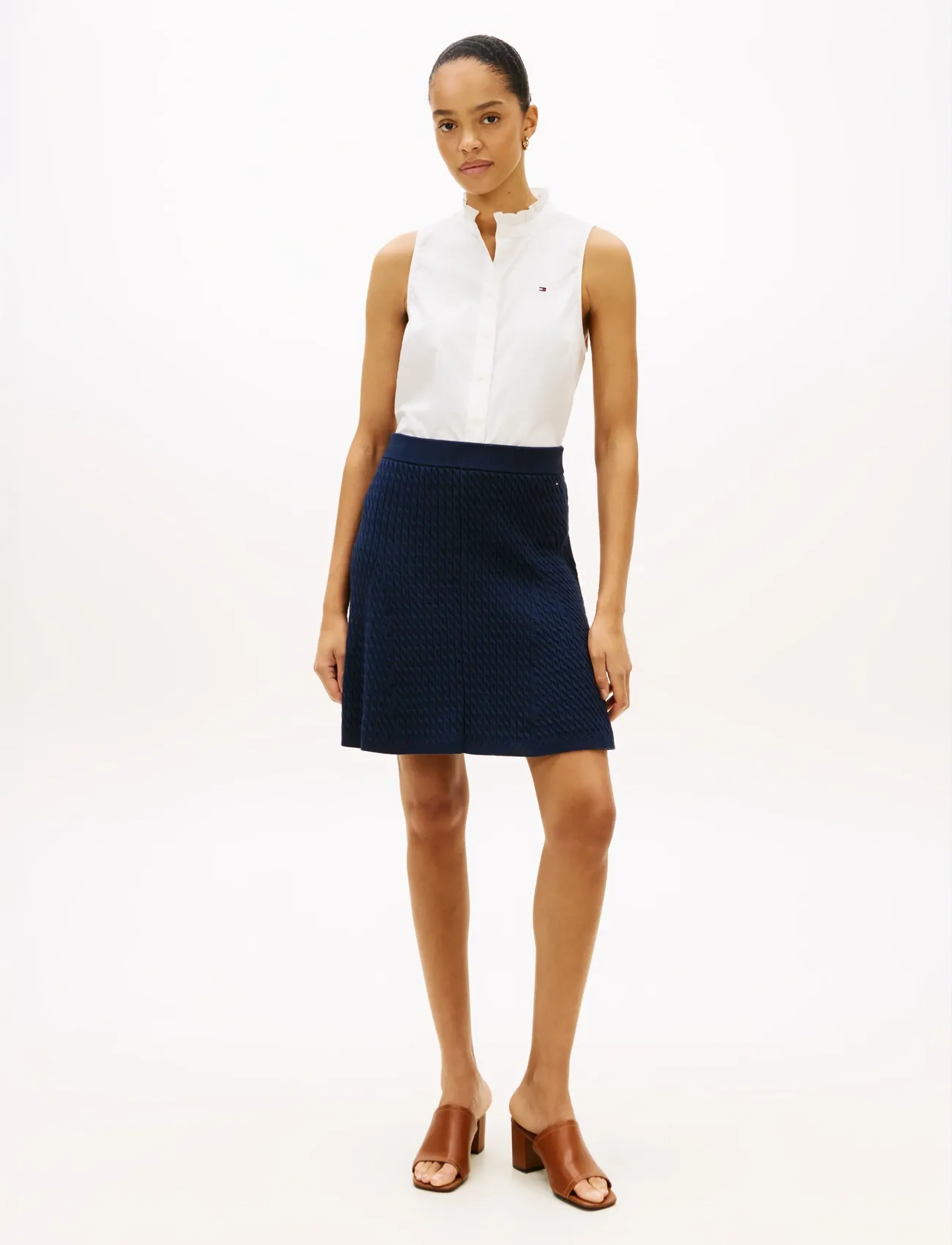 Tommy Hilfiger - CO CABLE FINE GG MINI SKIRT - strickröcke - dark night navy - 3