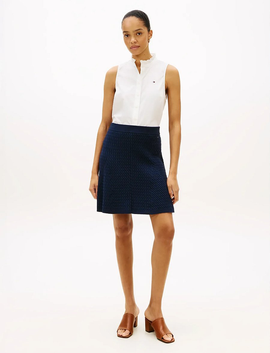 Tommy Hilfiger - CO CABLE FINE GG MINI SKIRT - strickröcke - dark night navy - 3