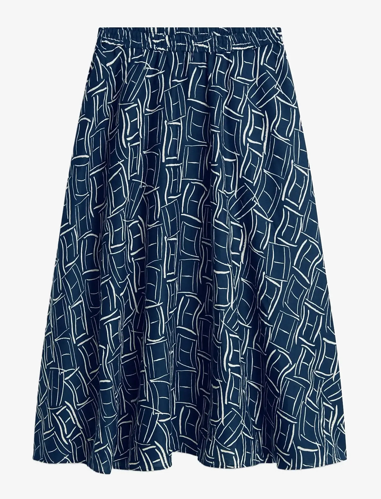 Tommy Hilfiger - ESS LINEN FLARE MIDI SKIRT - midi kjolar - flag feathers dark night navy - 1