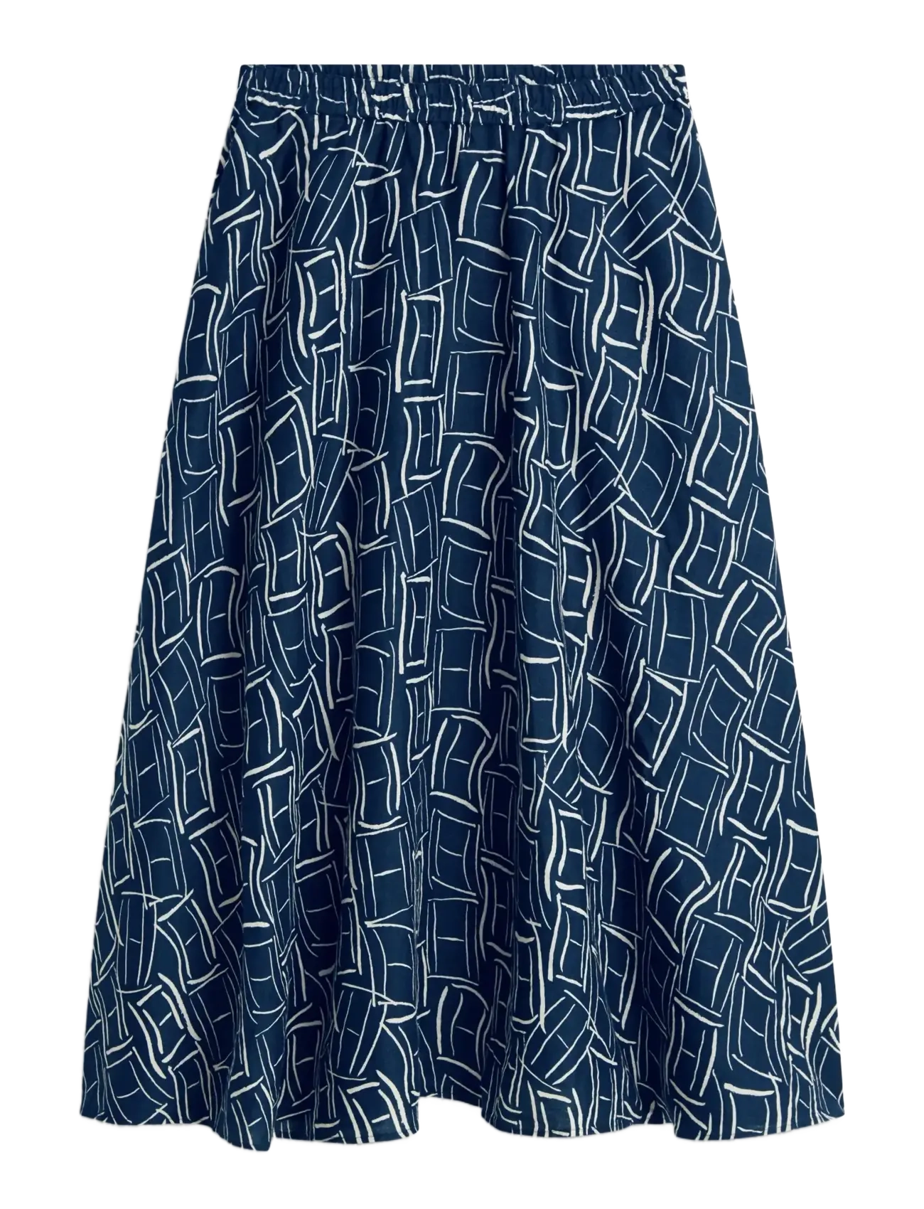Tommy Hilfiger ESS LINEN FLARE MIDI SKIRT - Kläder - FLAG FEATHERS DARK NIGHT NAVY / navy